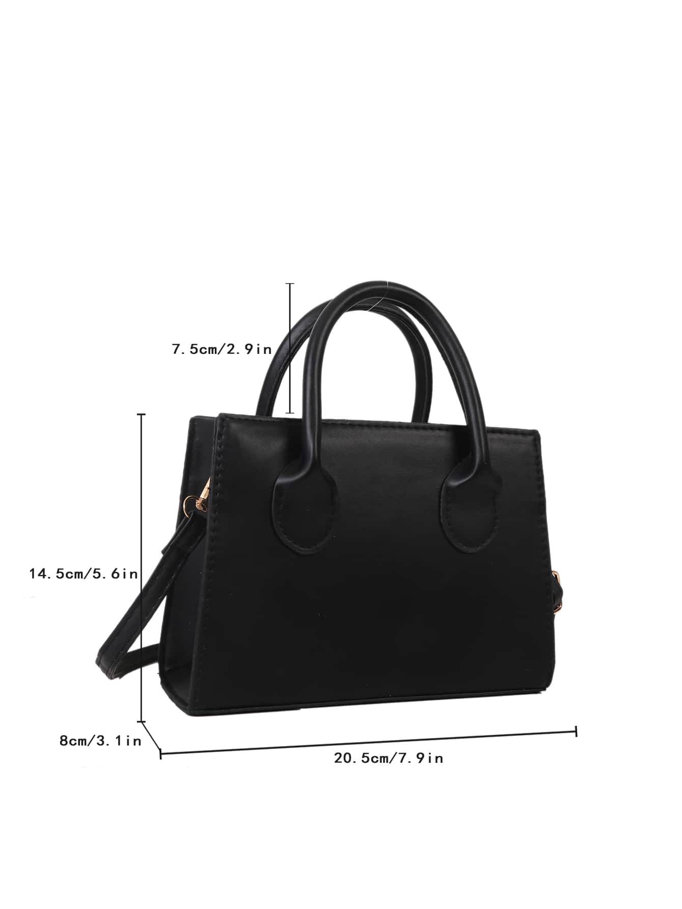 Sac carré noir minimaliste avec poignée, pour travail