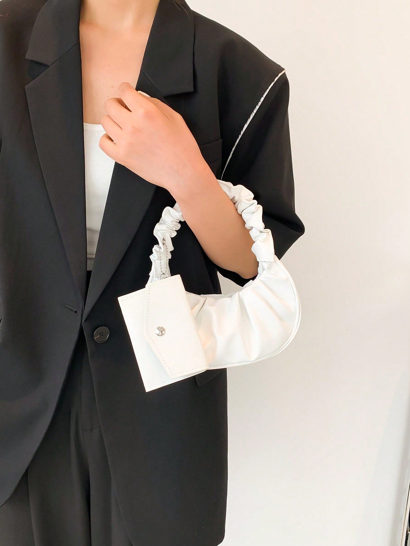 Set 2 pièces : Porte-monnaie et Sac croissant plissé pour Femmes