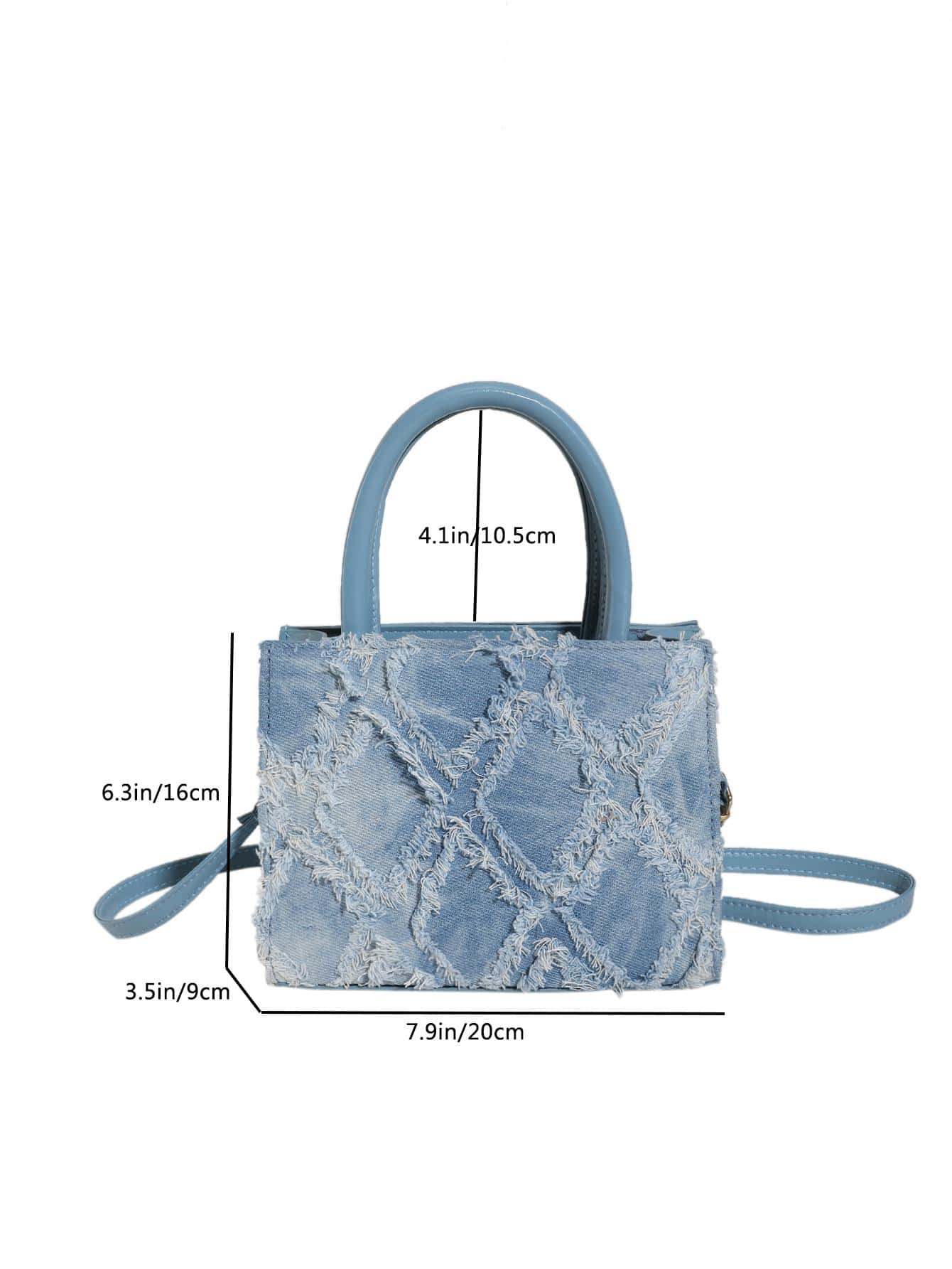 Sac à main en jean bleu pour femme, mini carré bandoulière