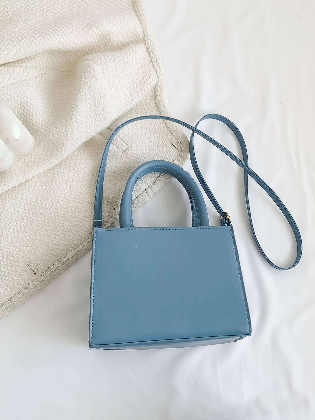 Sac à main en jean bleu pour femme, mini carré bandoulière