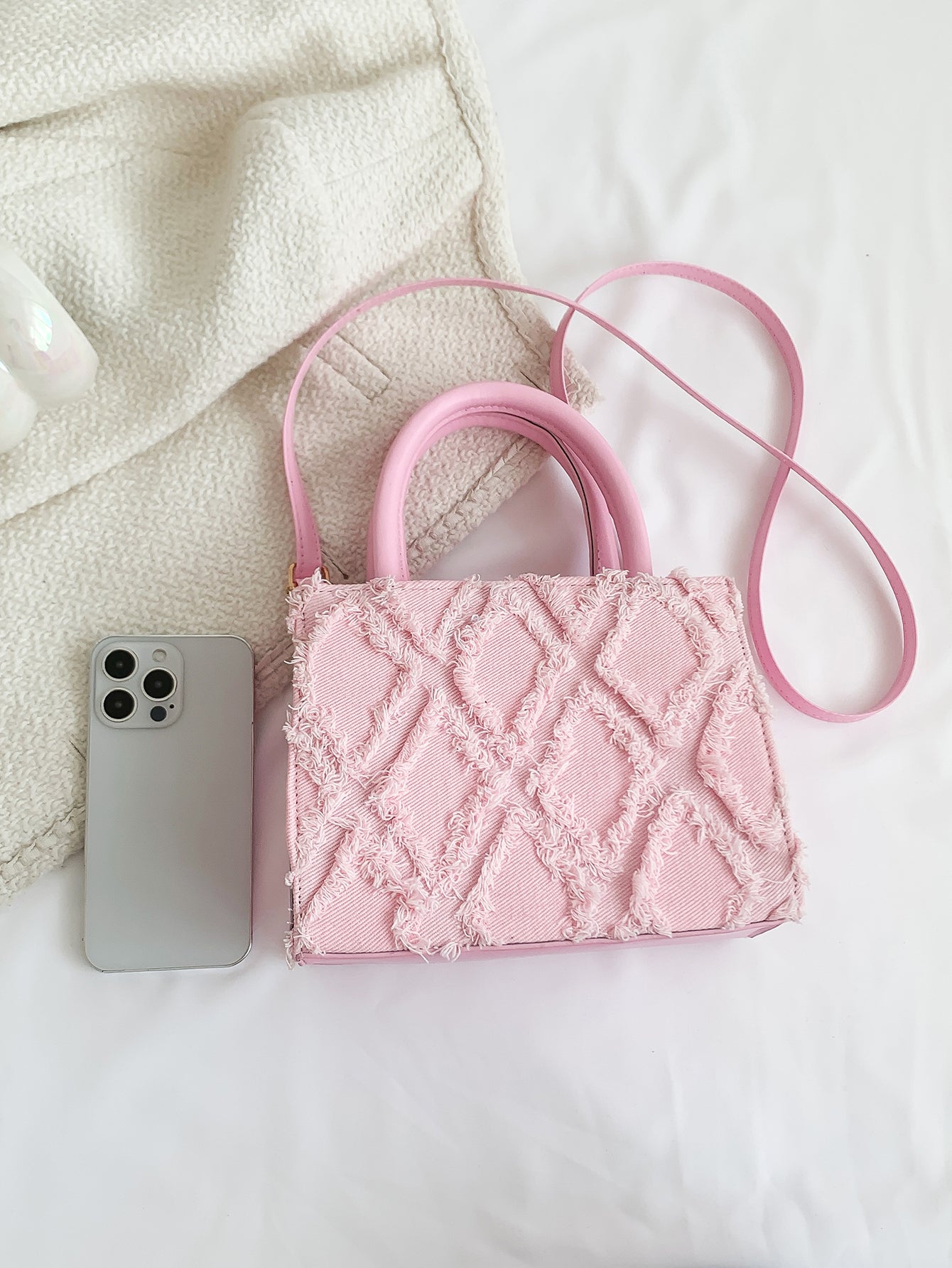 Sac à main à franges avec bandoulière réglable