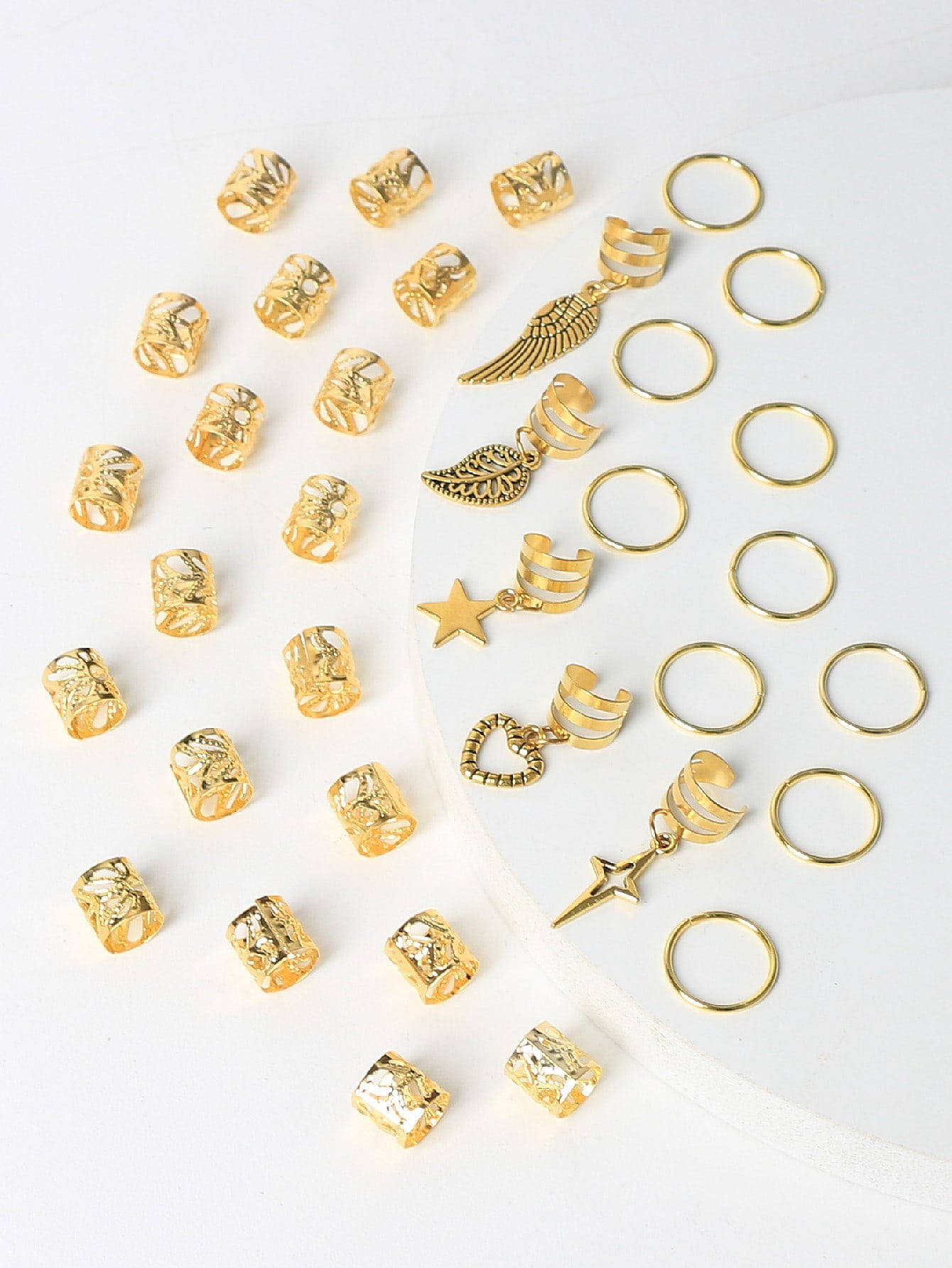 Ensemble 35 pièces accessoires cheveux style hippie doré