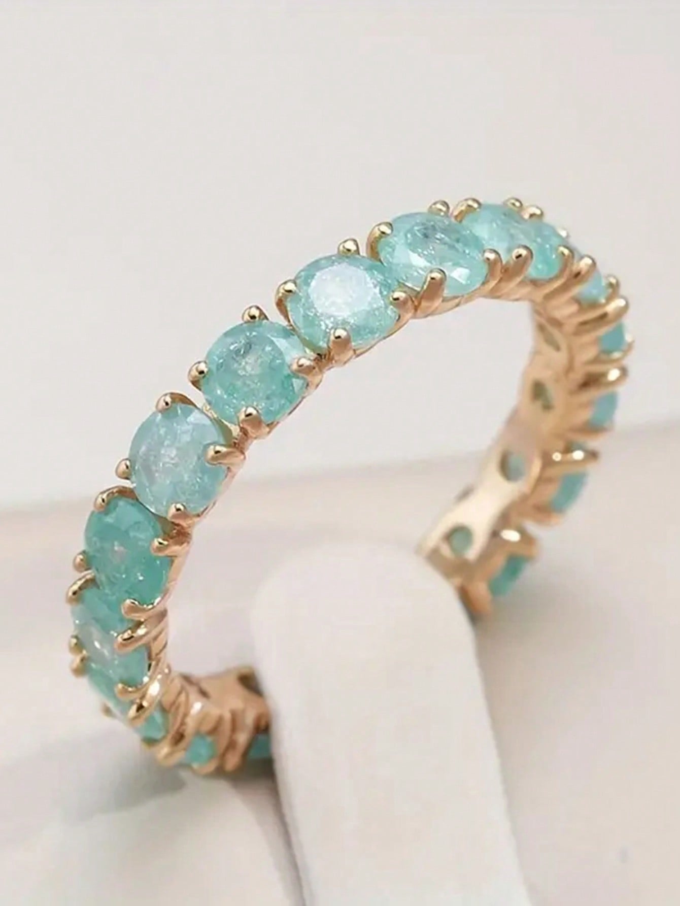 Bague de fiançailles bohème zircone rose, vert ou bleu aqua