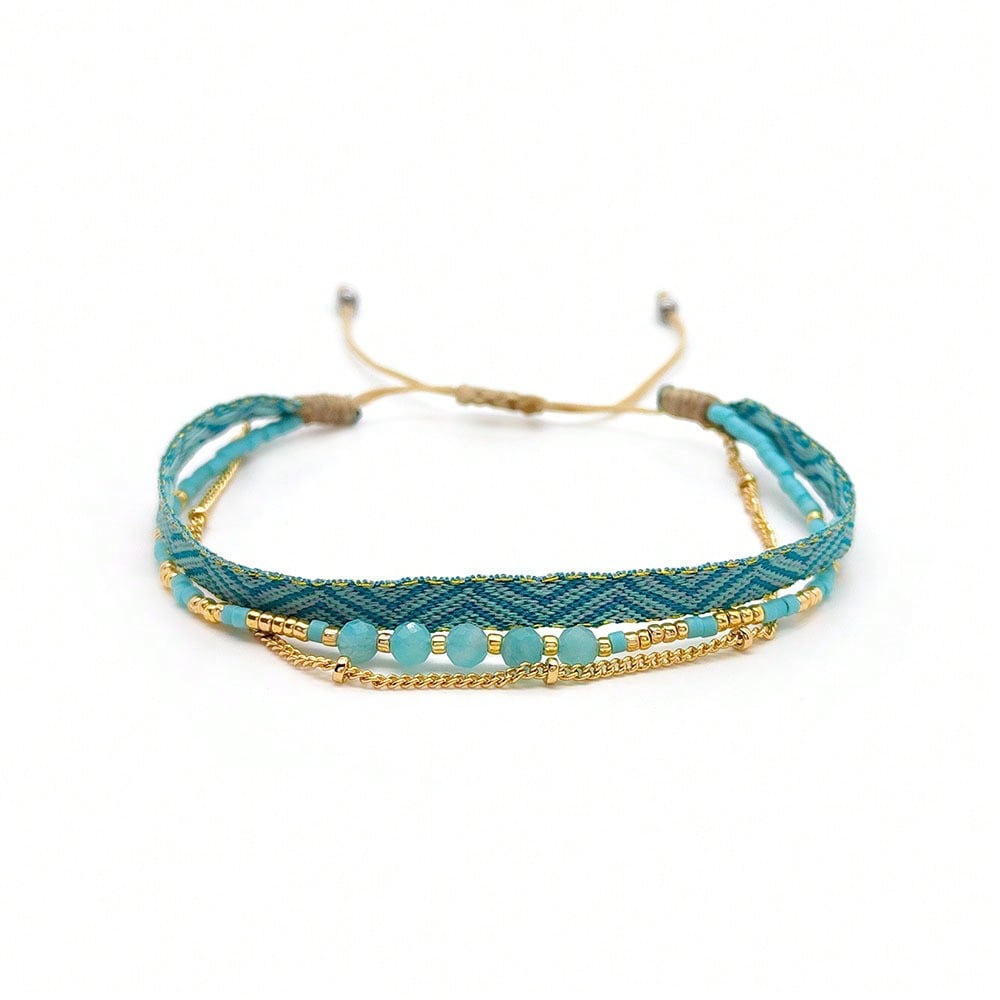 Bracelet tissé multicolore avec perles pour femme