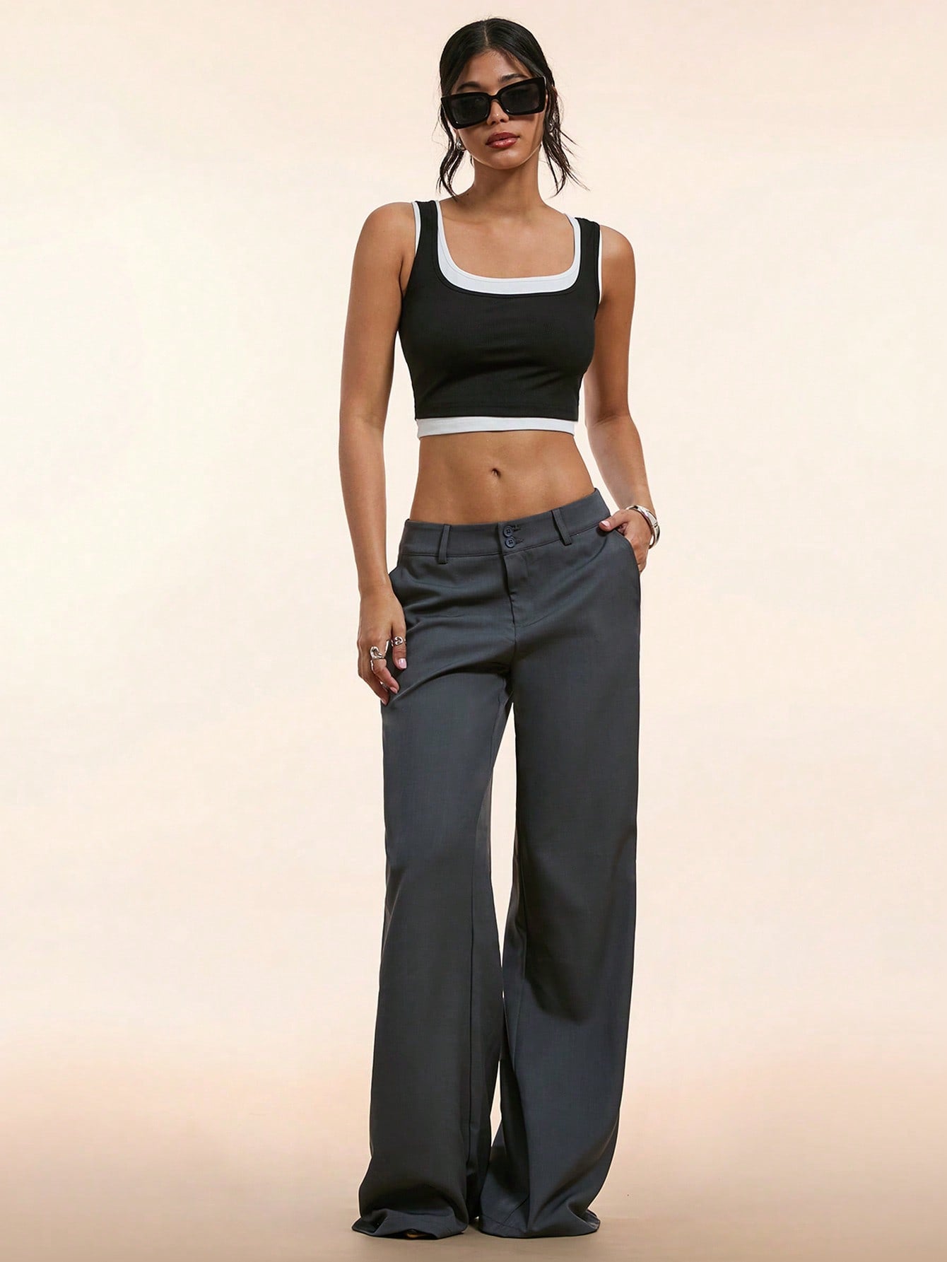 Pantalon costume basse-taille décontracté automne-hiver