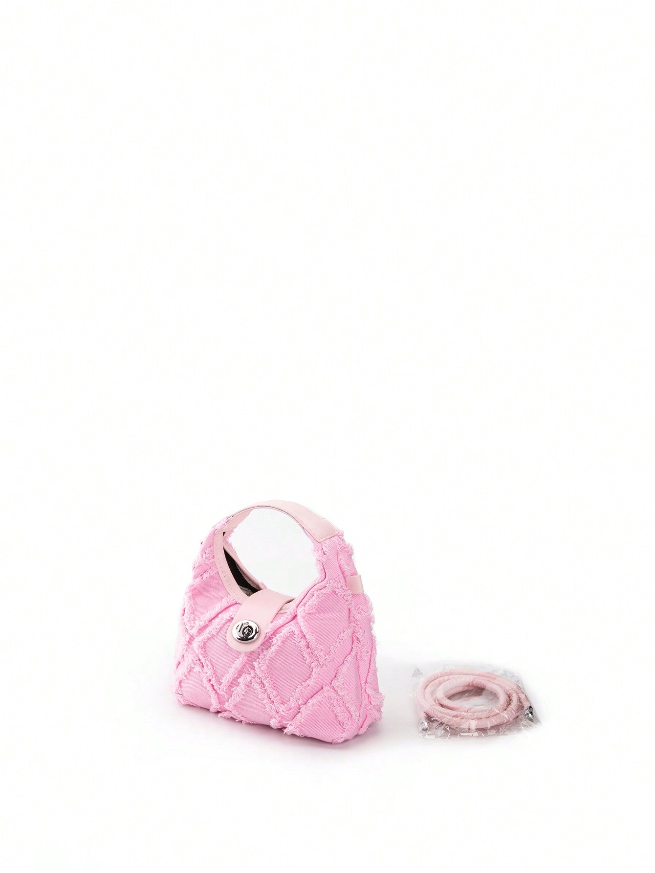 Sac hobo mini léger en cuir rose avec fermoir torsadé