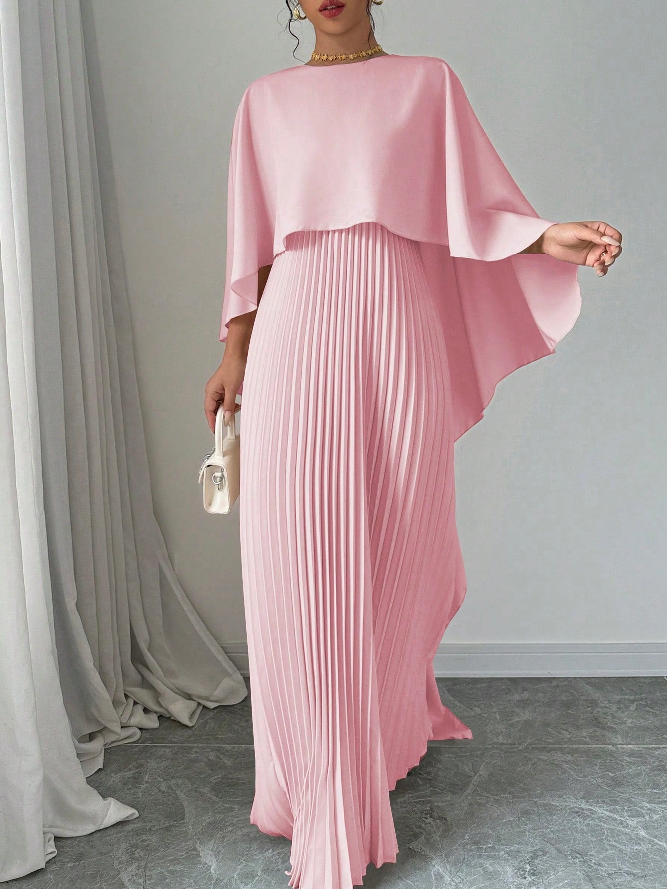Robe maxi décontractée col châle pour femme