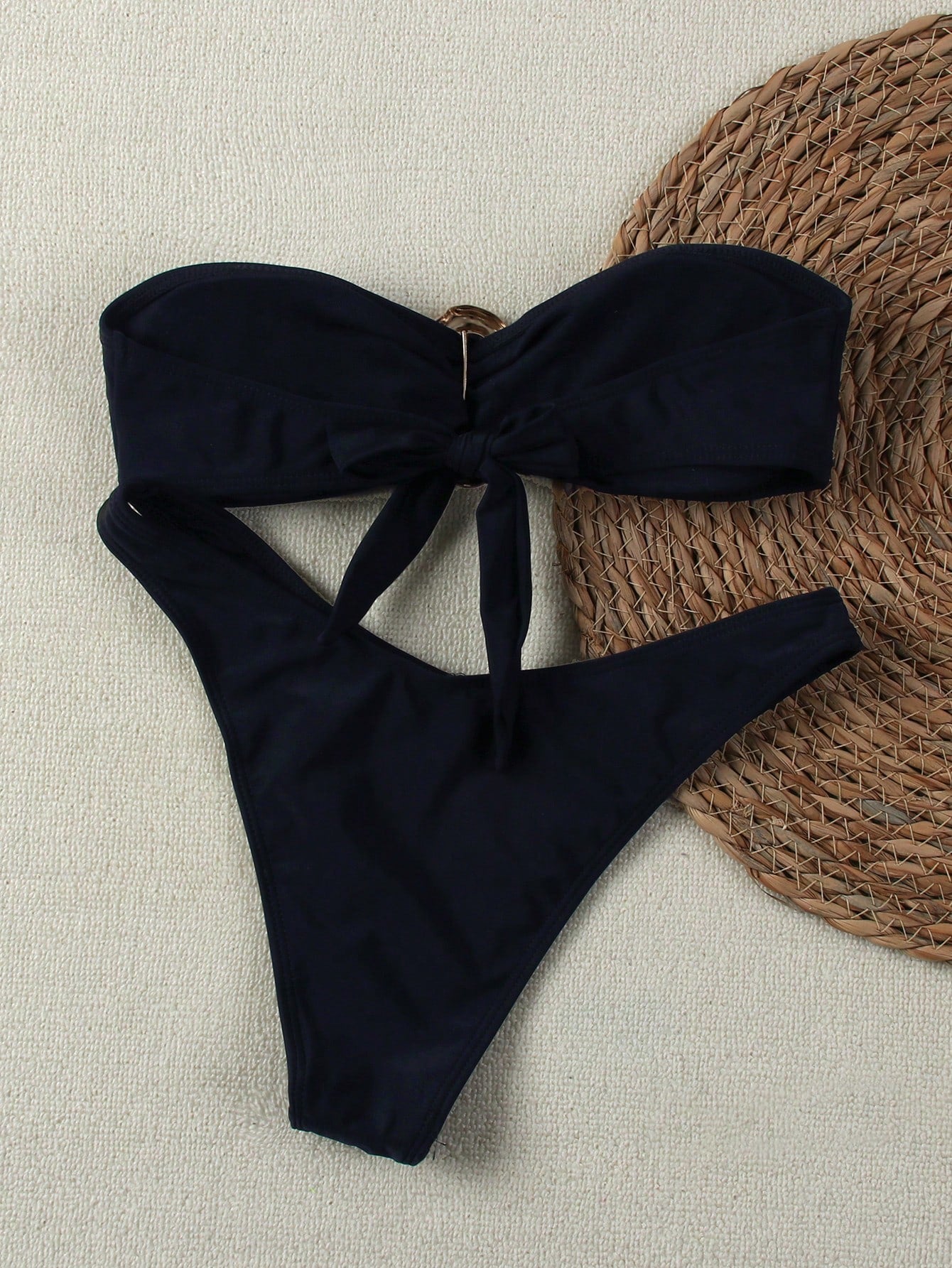 Bikini bandeau couleur unie