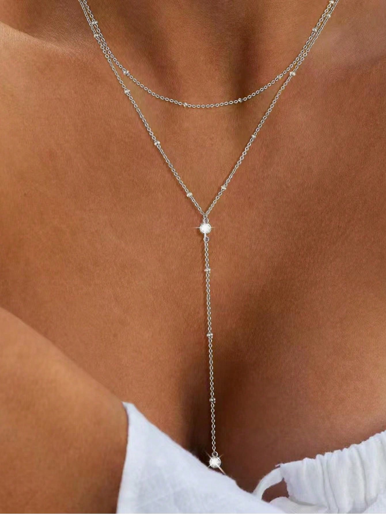 Collier pendentif Y strass pour femmes