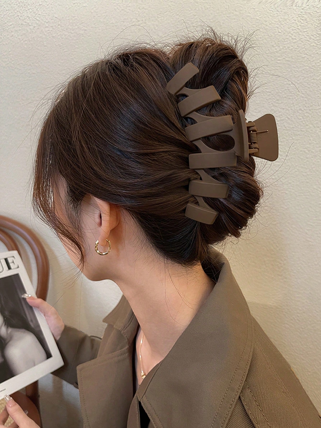 Pinces à cheveux 3 pièces - 11 cm - Marron, blanc, noir