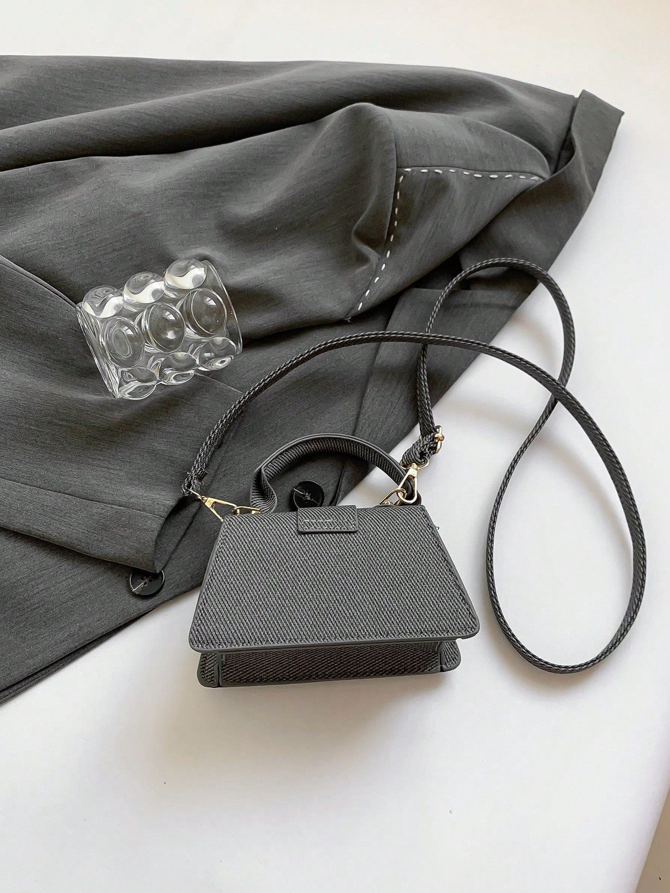 Pochette carrée mini femme couleur unie
