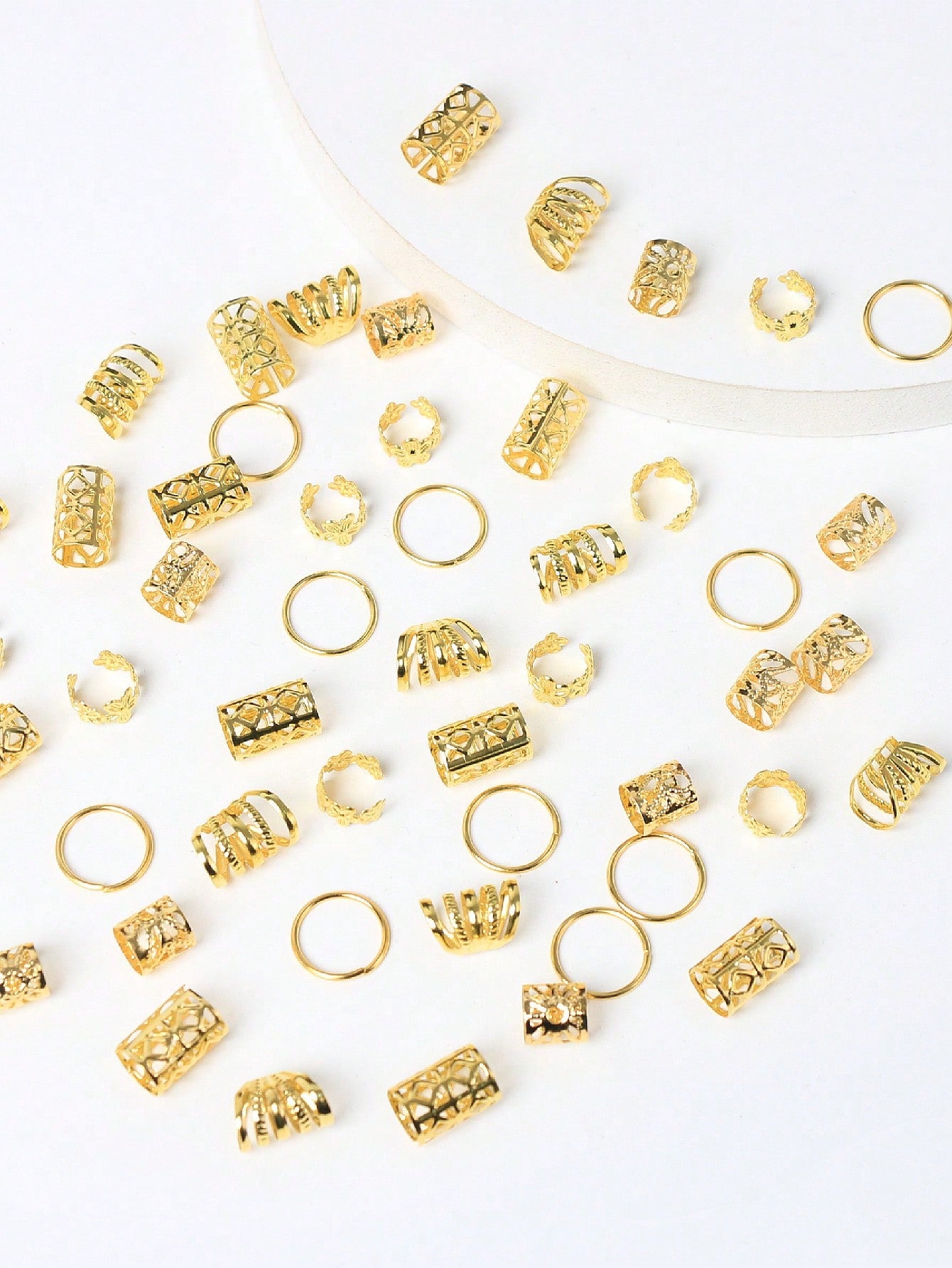 50 pièces accessoires cheveux dorés, style hippie été