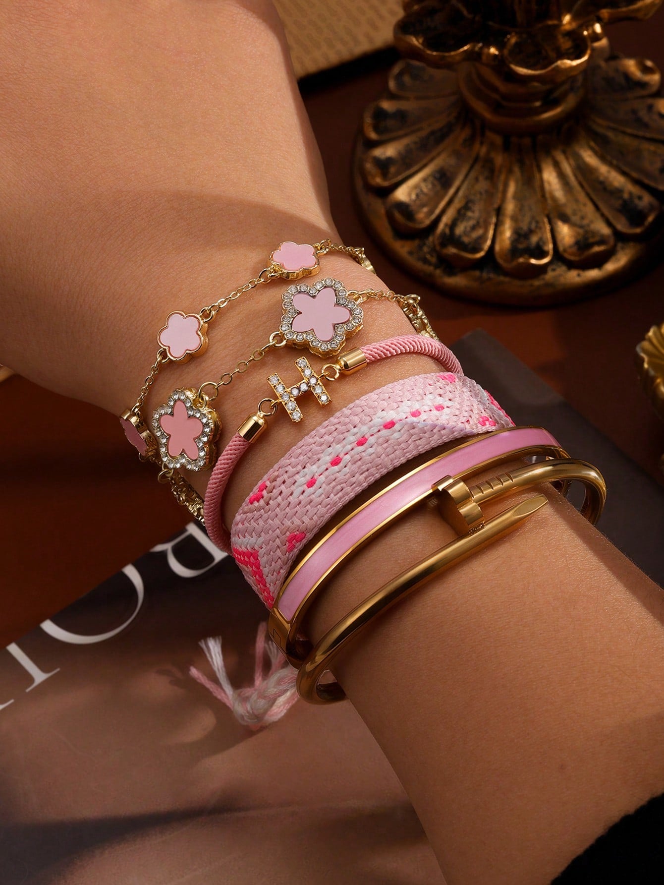 Bracelet tressé en acier inoxydable pour femme