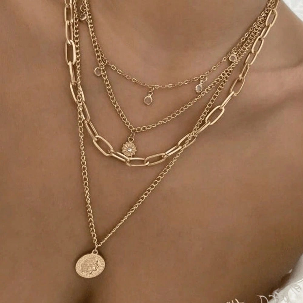 Collier multi-couches avec strass - GARMEND