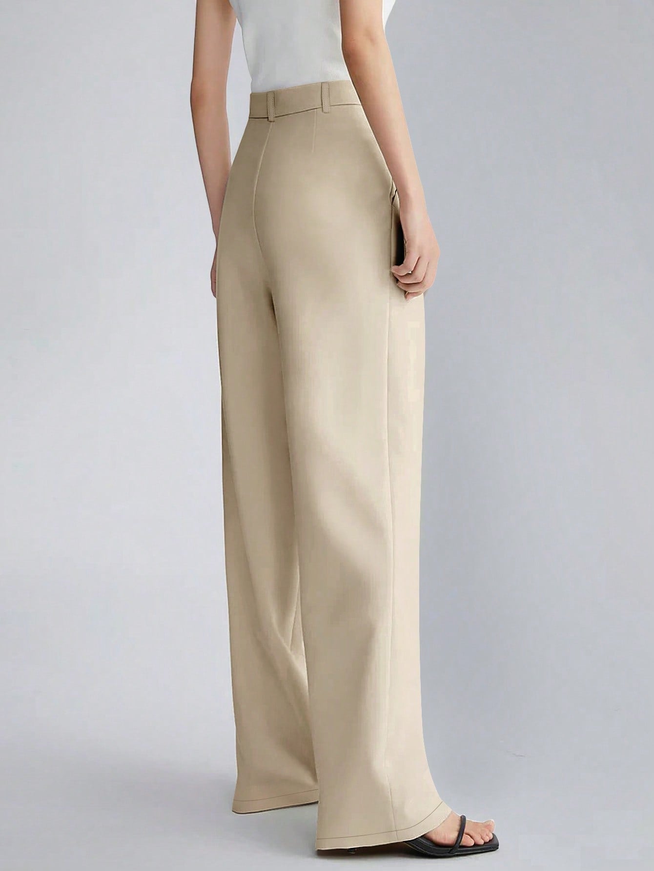 Pantalon large taille haute avec poches