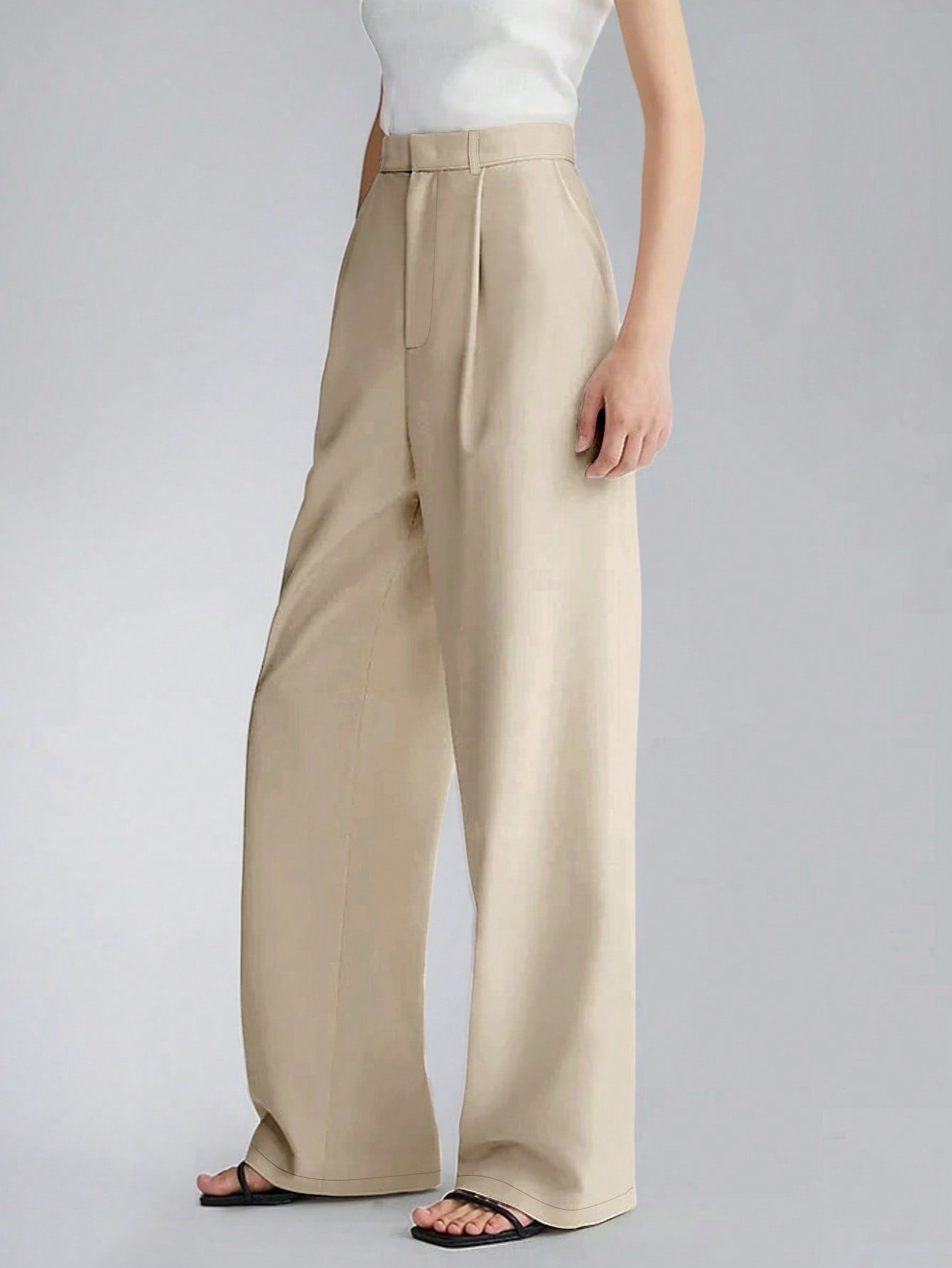 Pantalon large taille haute avec poches