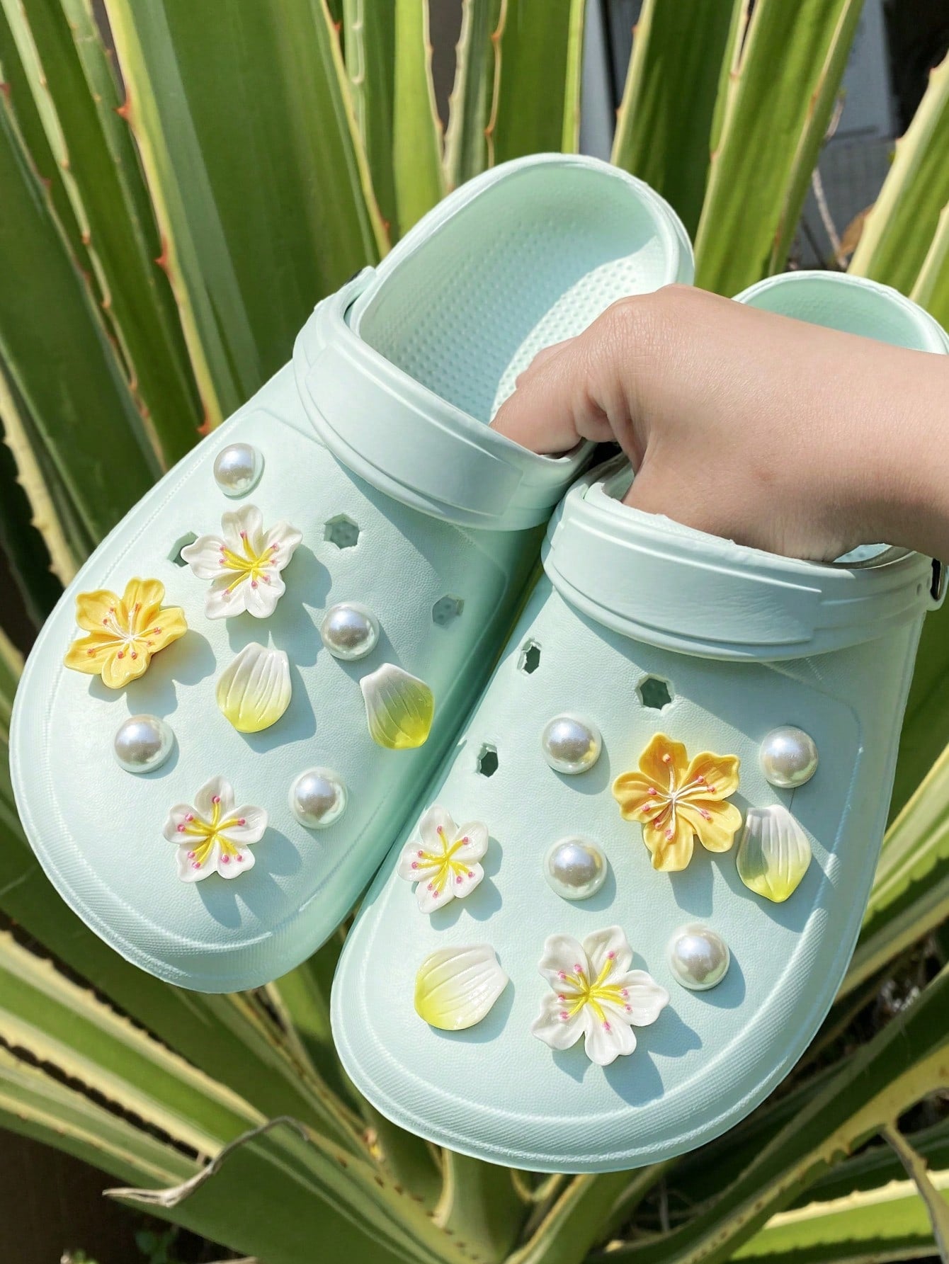 18 pièces Boucles de Chaussures Décoratives Fleurs et Perles