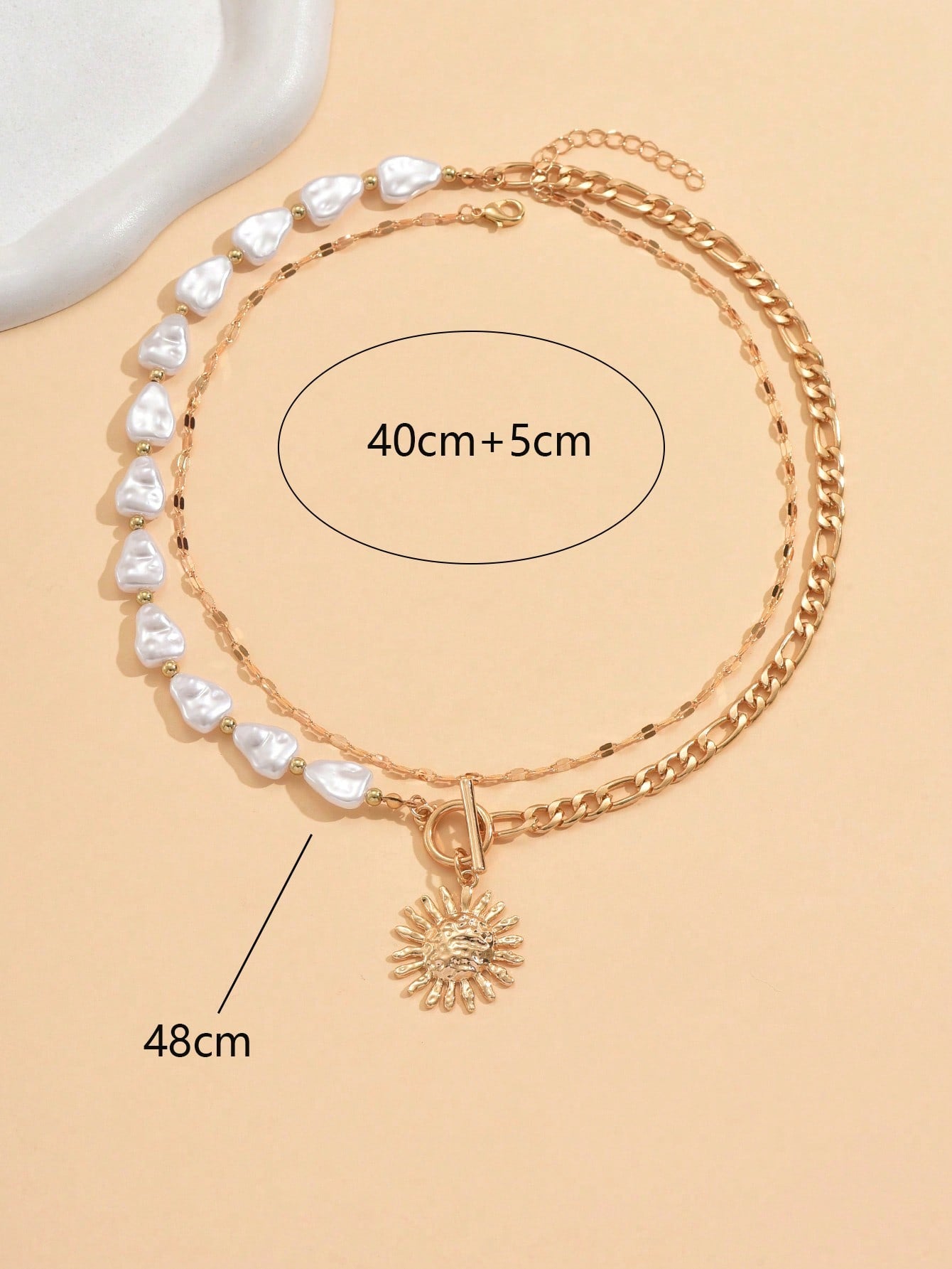 Ensemble 2 colliers perles cœur et soleil punk