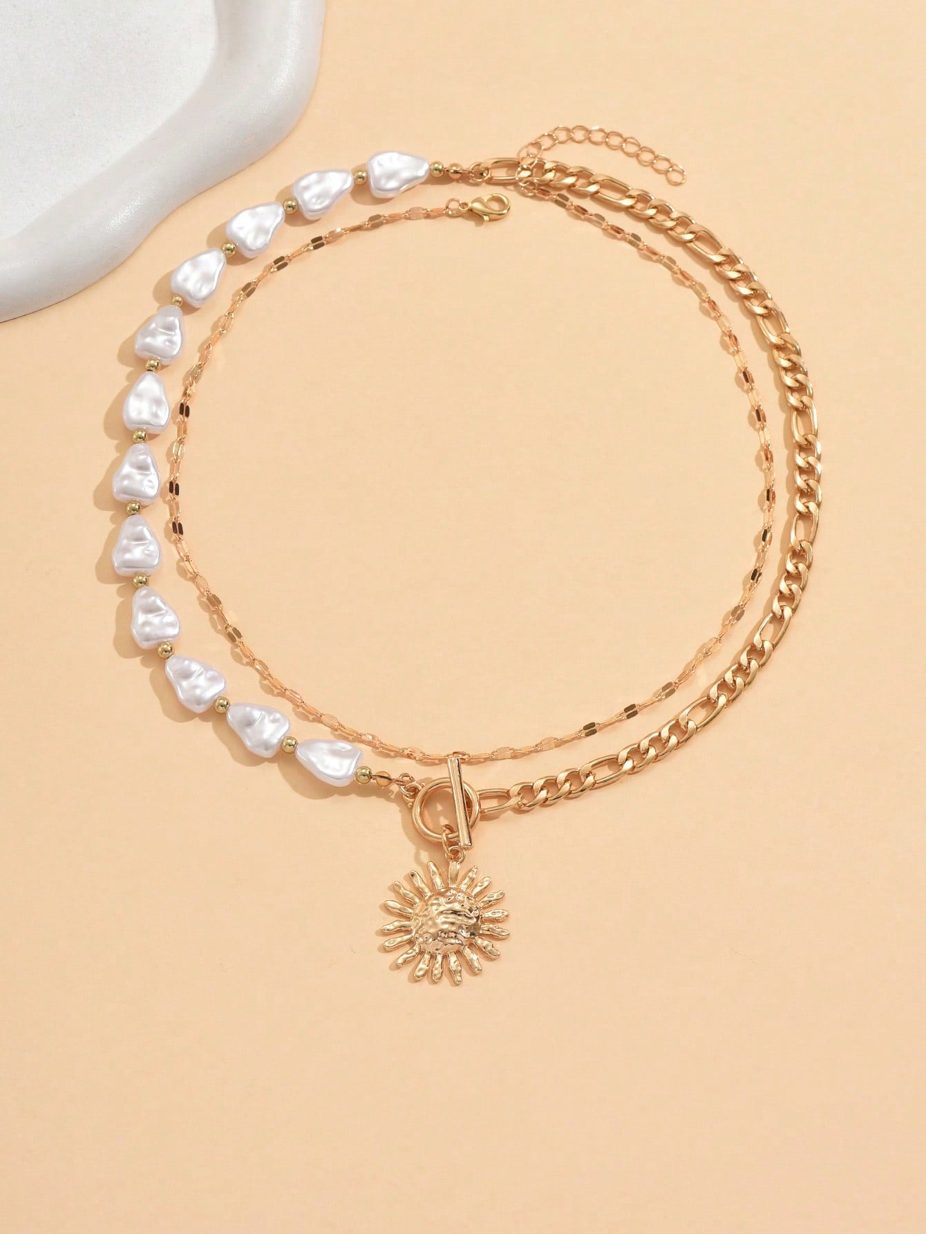 Ensemble 2 colliers perles cœur et soleil punk