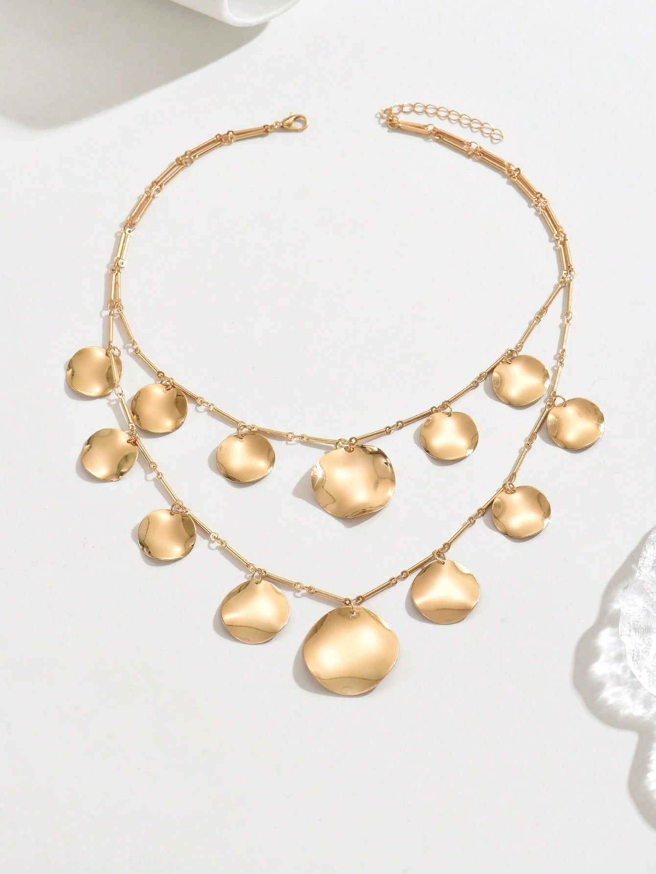 Collier femme pendentif pièce métallique multicouche style punk