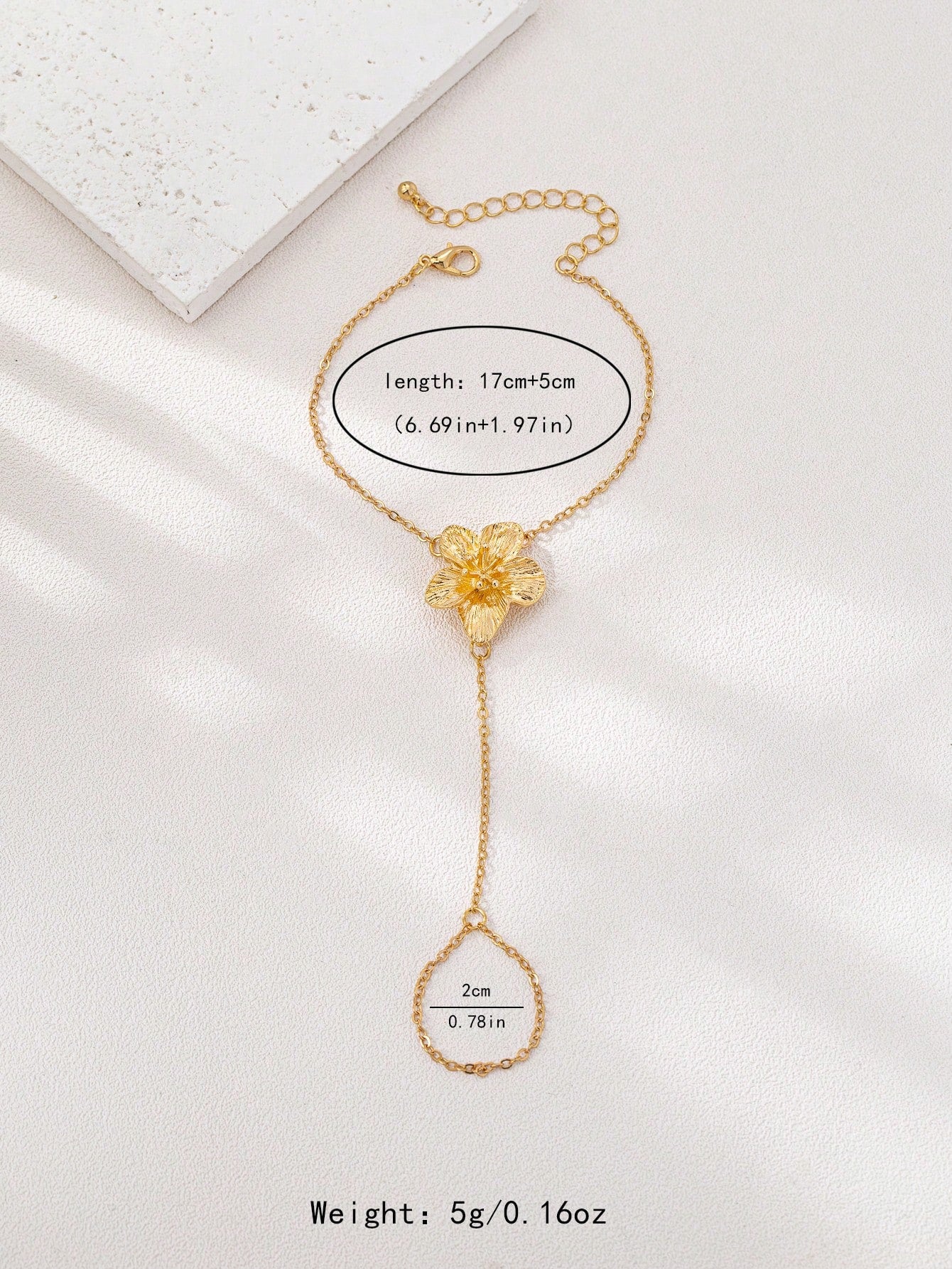 Chaîne de doigt fleur métallique - Bijou élégant