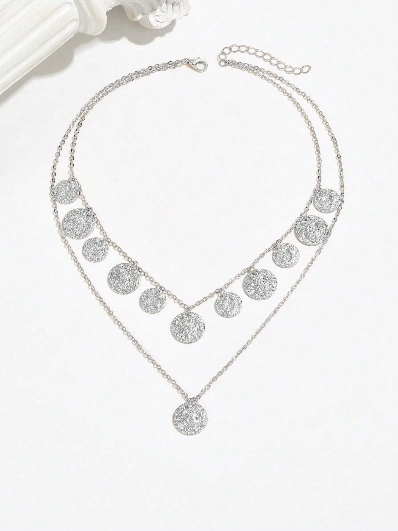 Collier pendentif femme chaîne multi-rangs style punk métallique