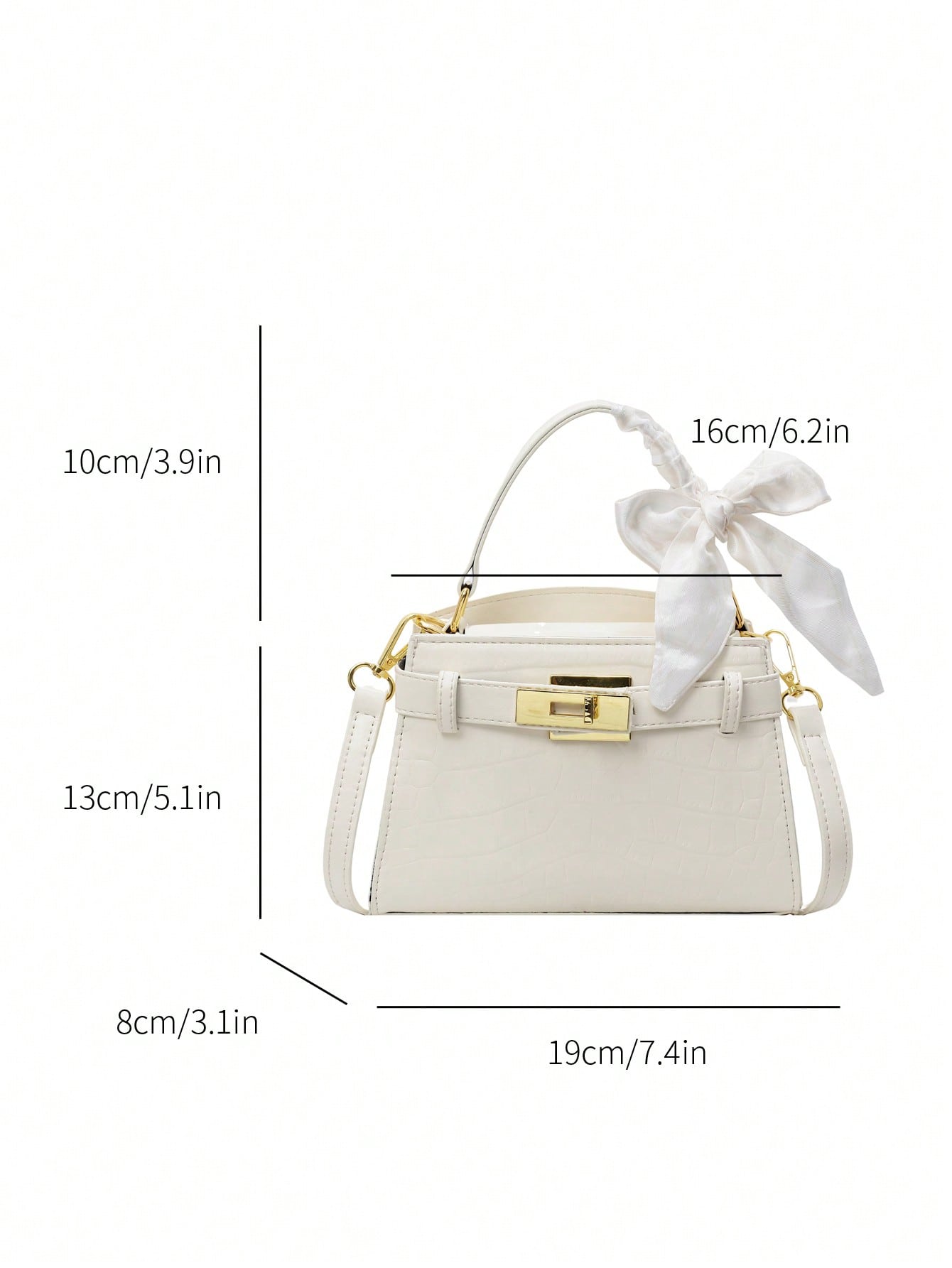 Sac à main femme motif crocodile, sangle réglable, fermeture magnétique