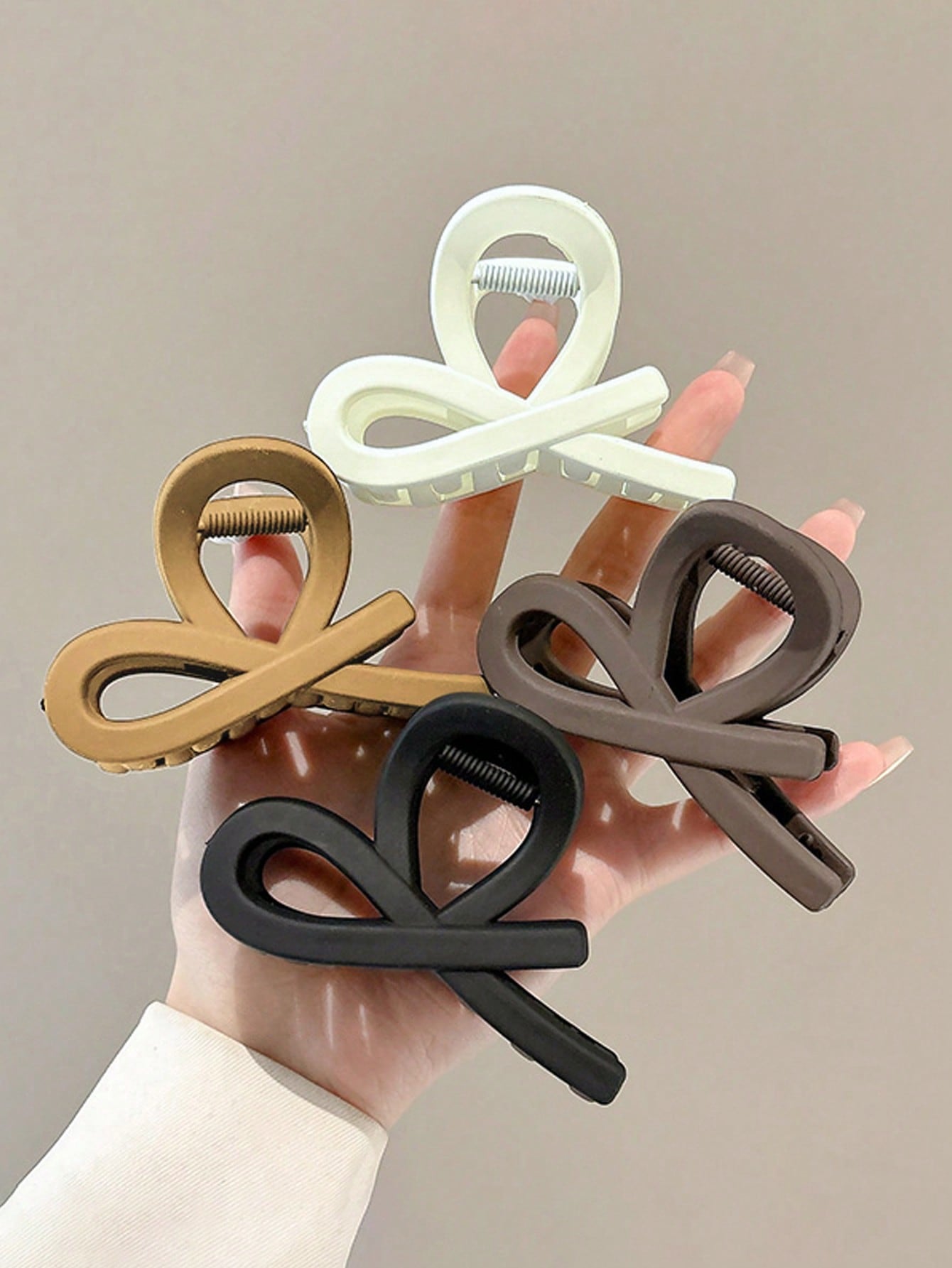 Pinces à cheveux nœud mat - Lot de 4 - 7,5 cm