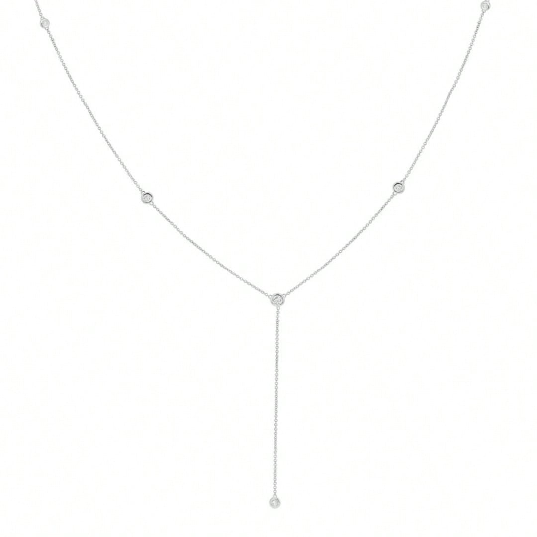 Collier Y en cristal avec pendentif et gland