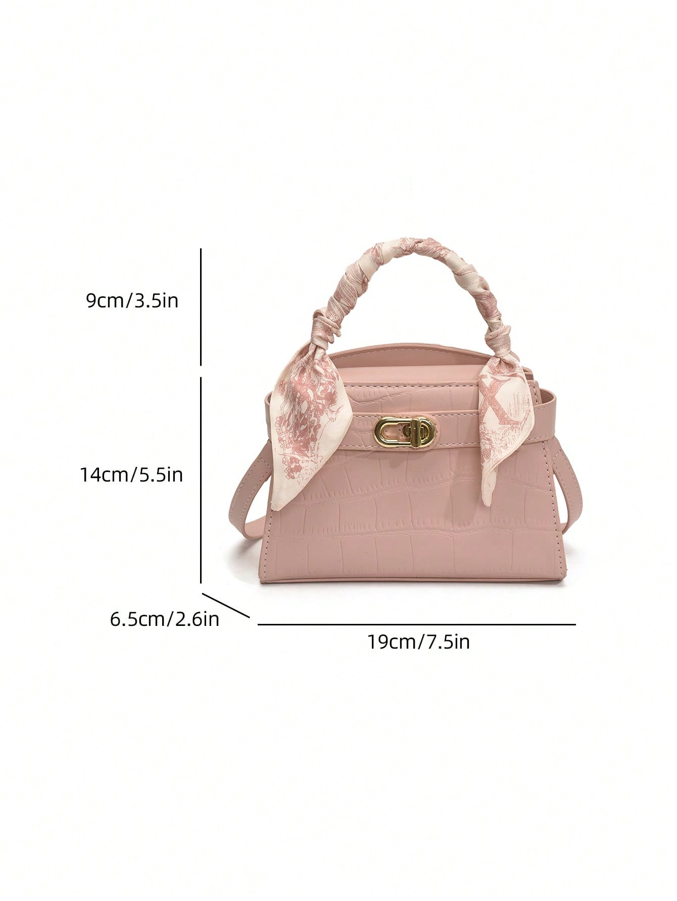 Sac à main femme PU motif crocodile, sangle ajustable, fermeture magnétique