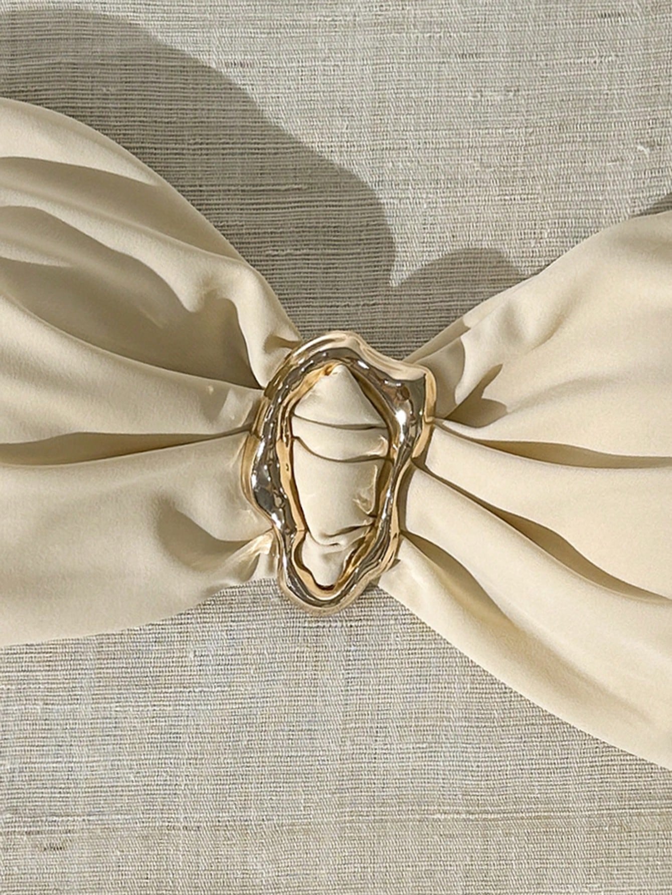 Top de bikini bandeau femme, couleur unie, décoration métallique