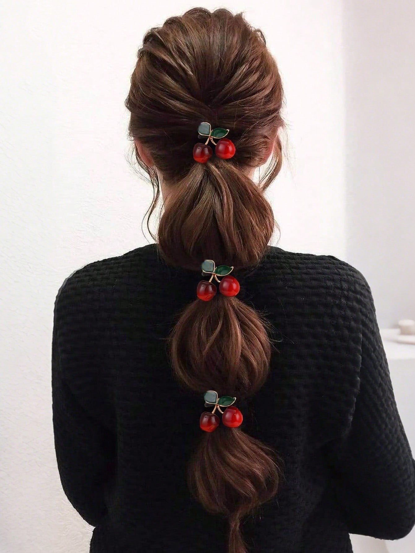 Élastiques à Cheveux Cerise Alliage Métal - 3 pièces