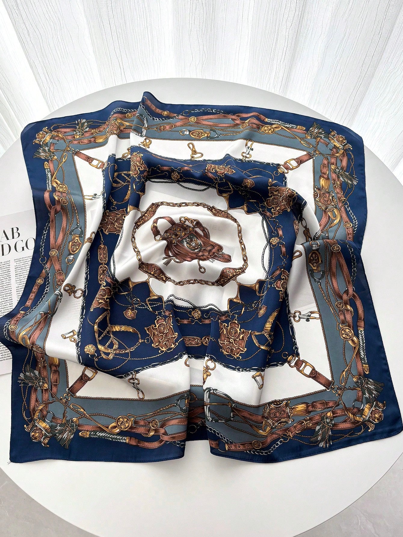 Foulard carré en satin pour femmes - Imprimé