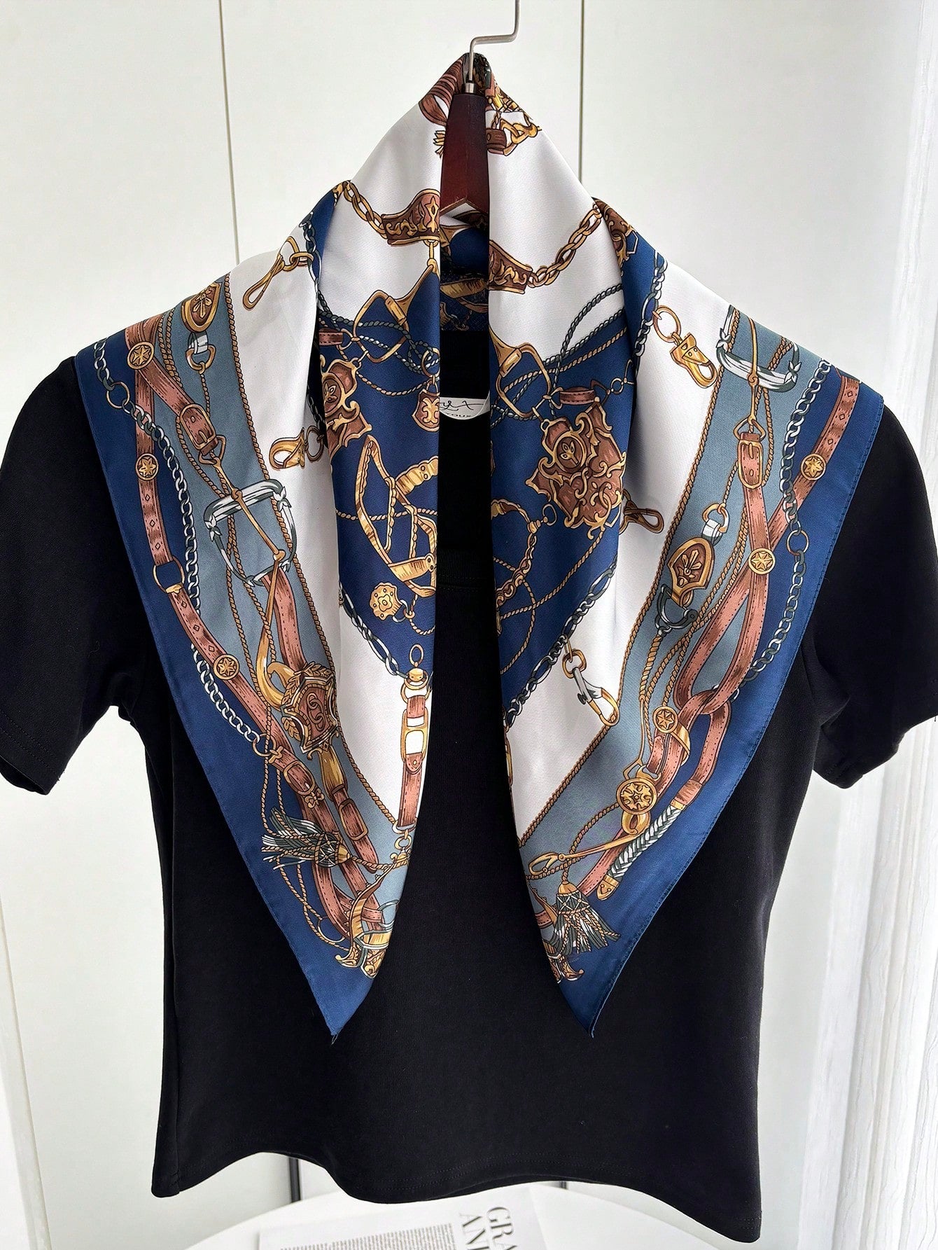 Foulard carré en satin pour femmes - Imprimé