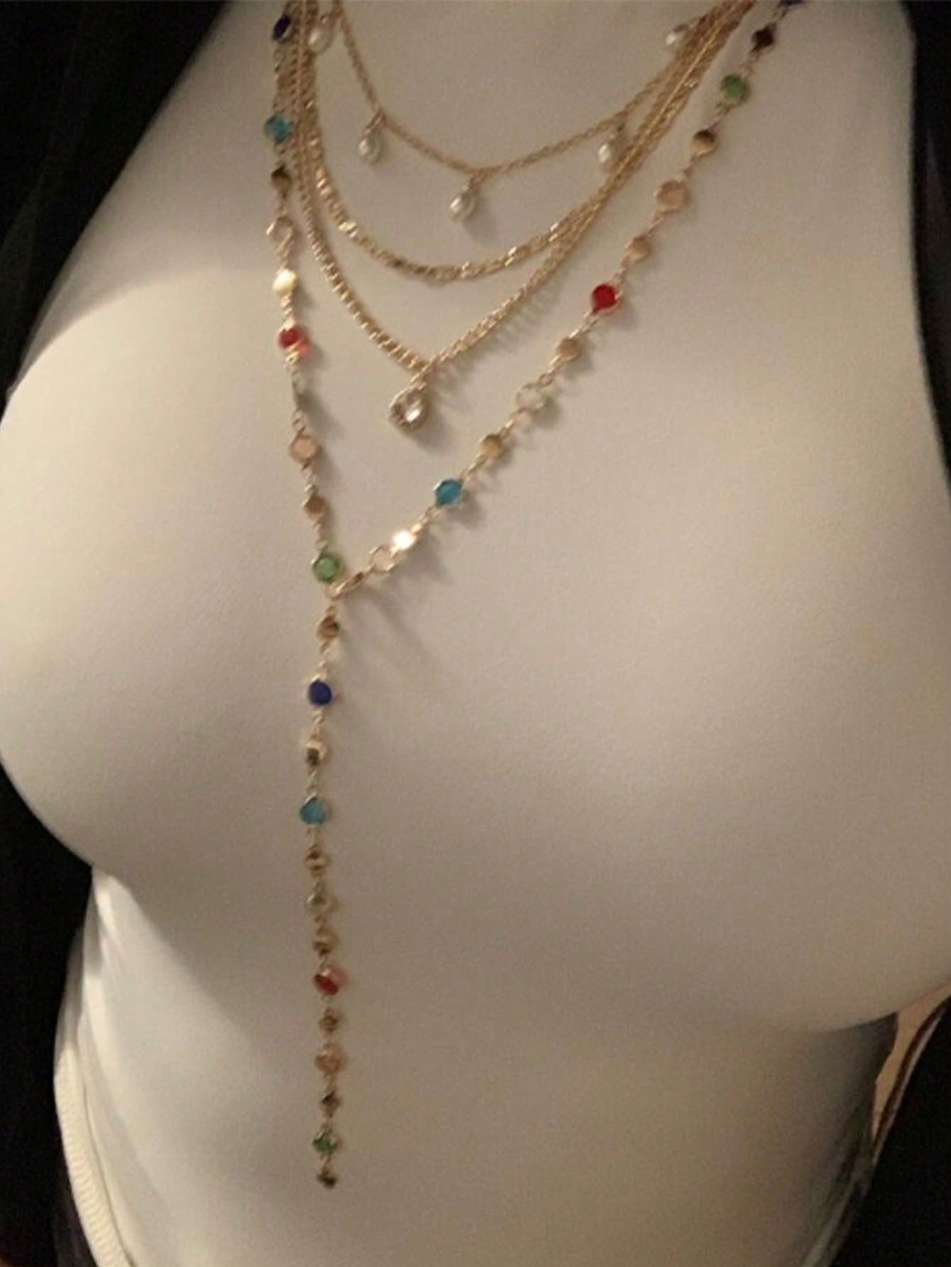 Collier long Y cristal coloré, style bohème quotidien