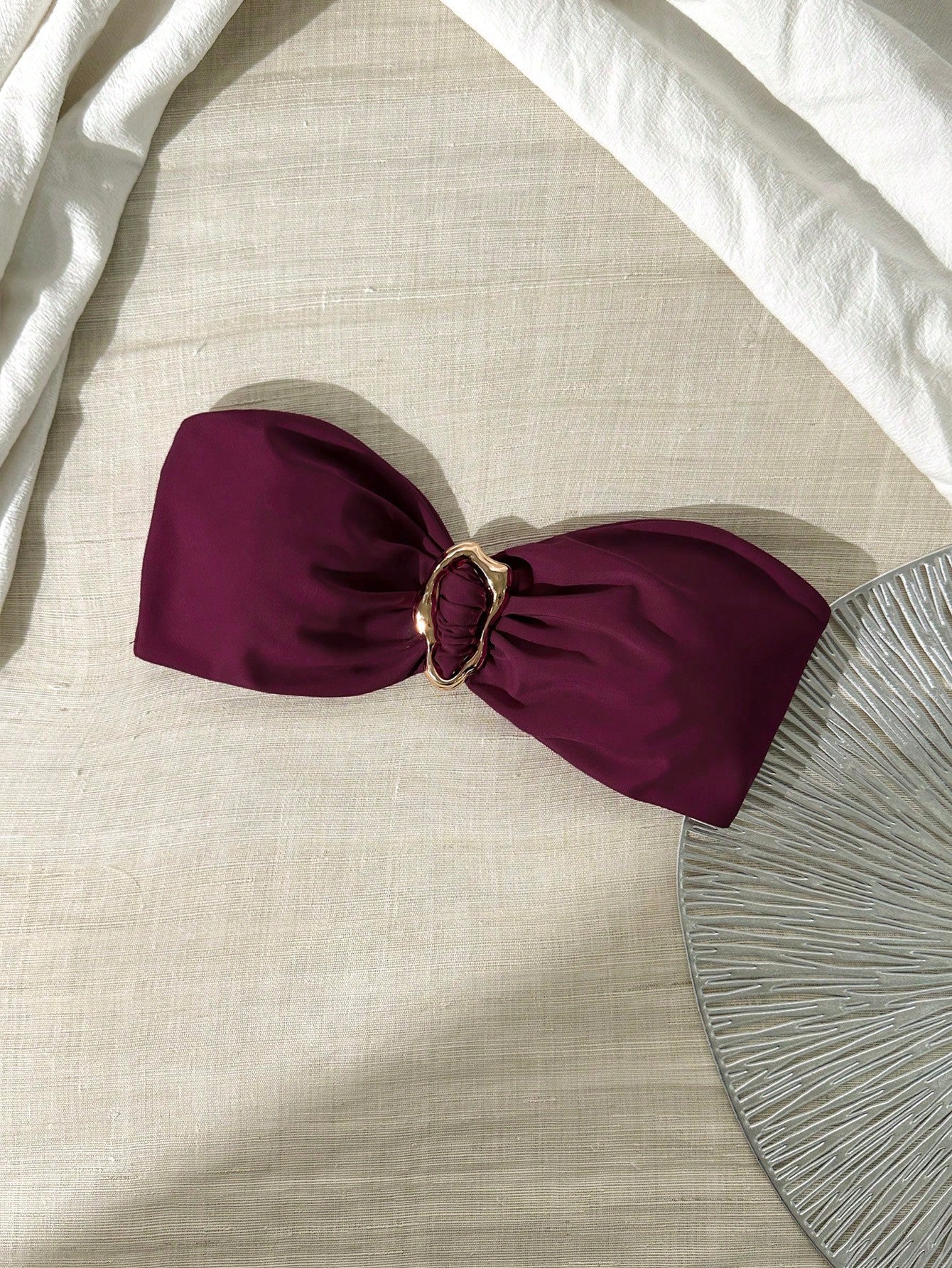 Top de bikini sans bretelle métallique pour femmes