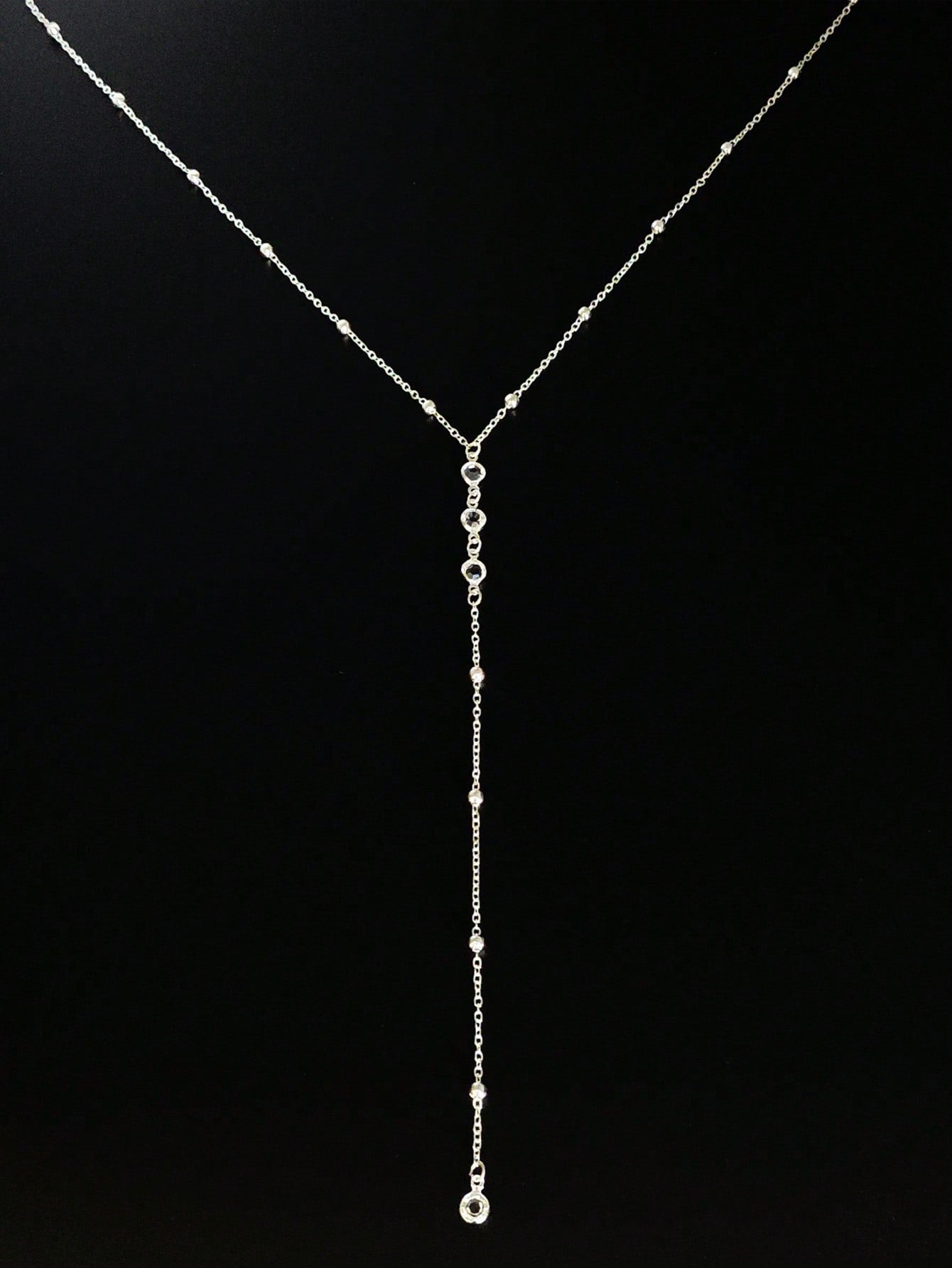 Collier long argent avec diamants en Y pour femmes