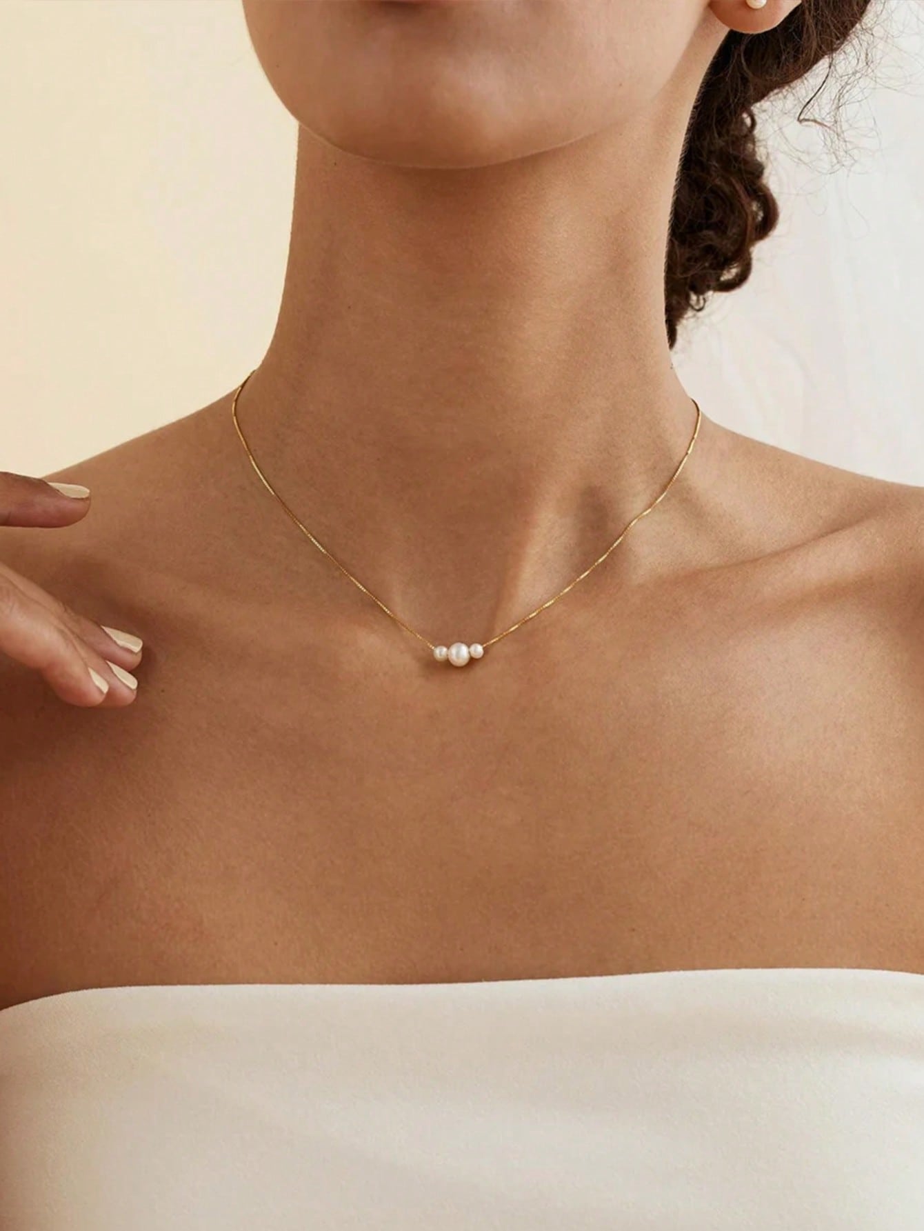 Collier perles fausses minimaliste - Quotidien femme