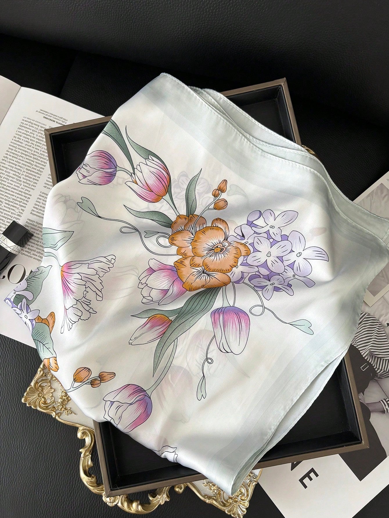 Foulard en satin 70x70cm pour femmes - Imprimé bandana