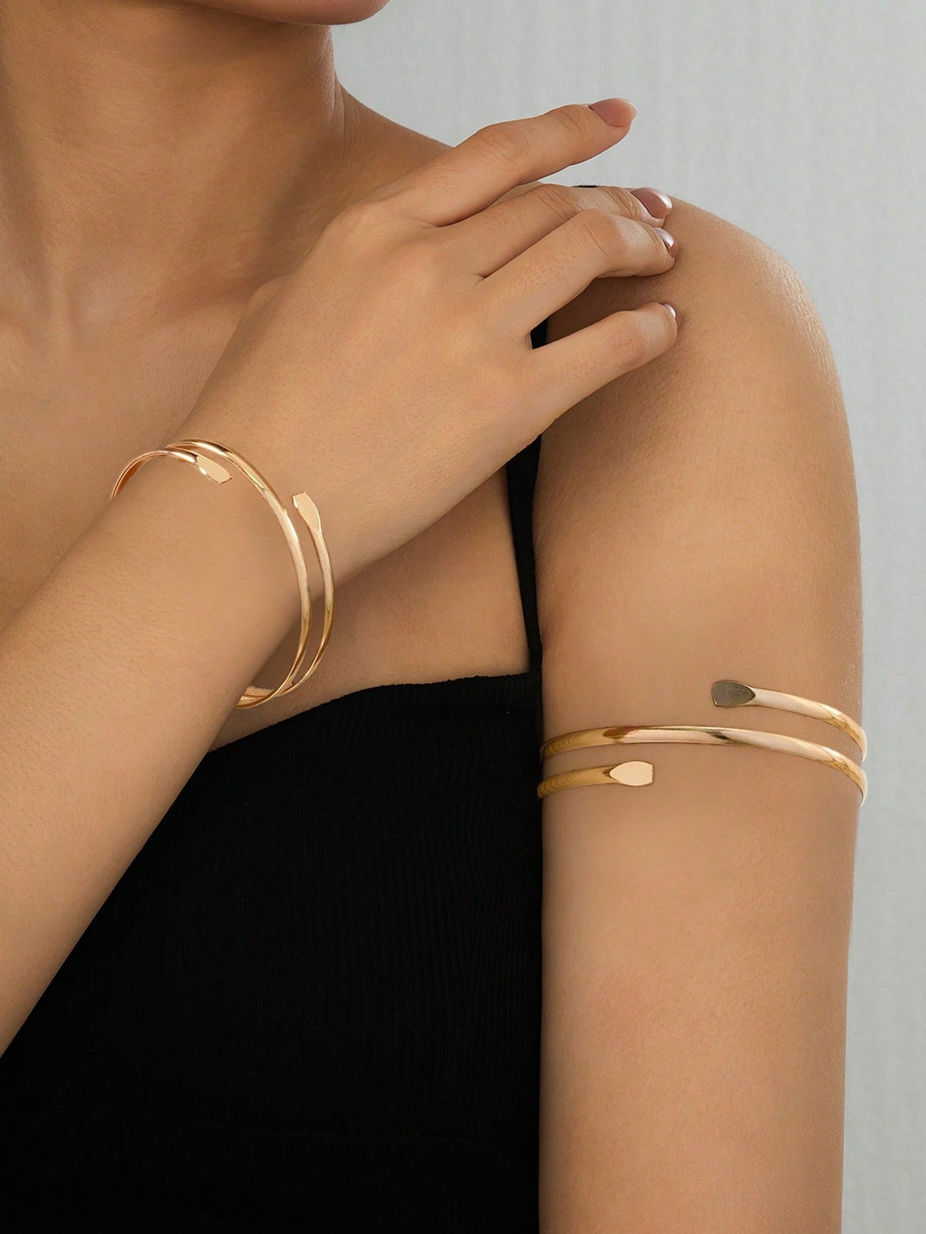 Bracelet double couche or minimaliste 2 pièces