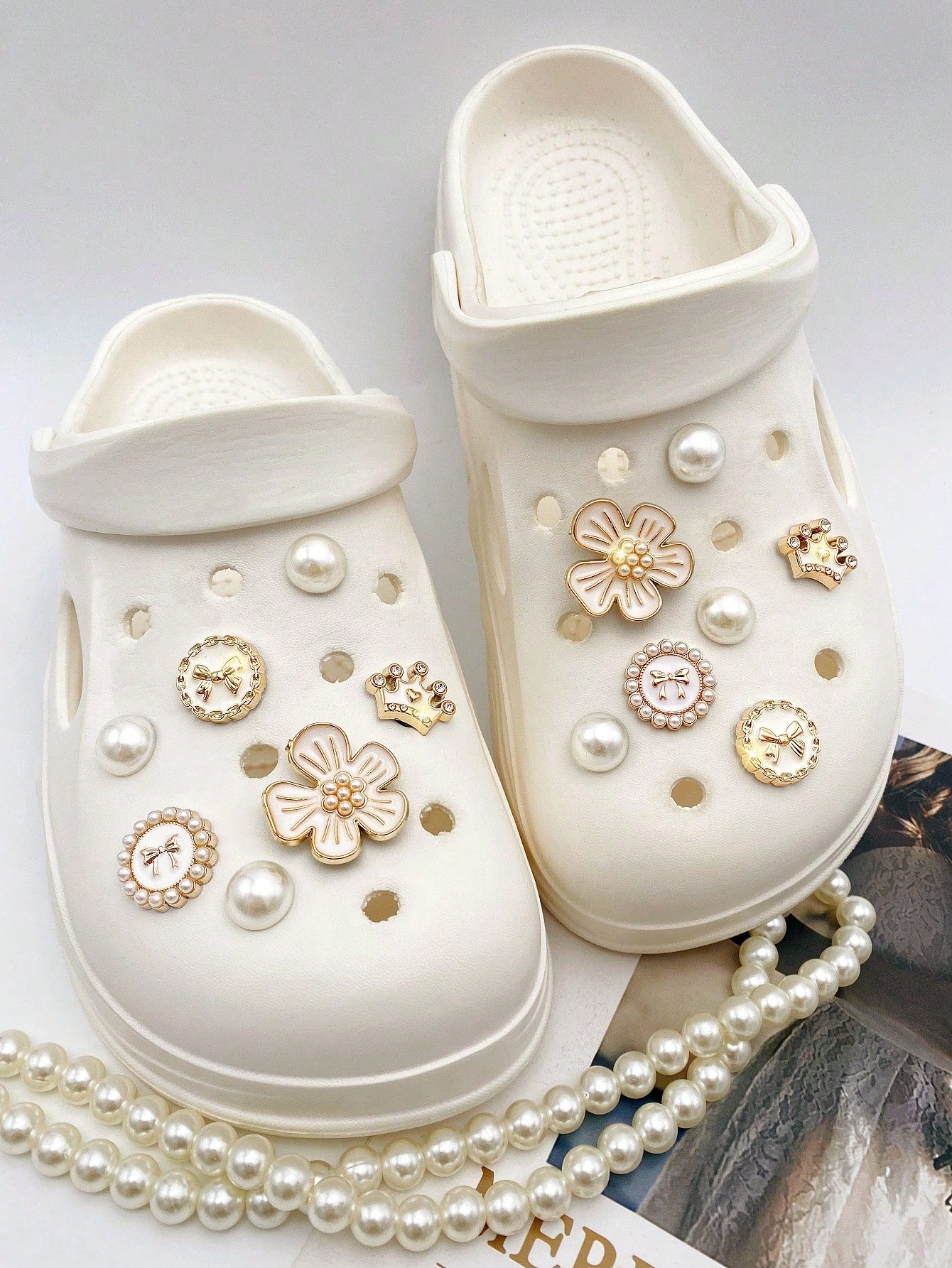 14 pièces clips chaussures décoratifs perles strass DIY