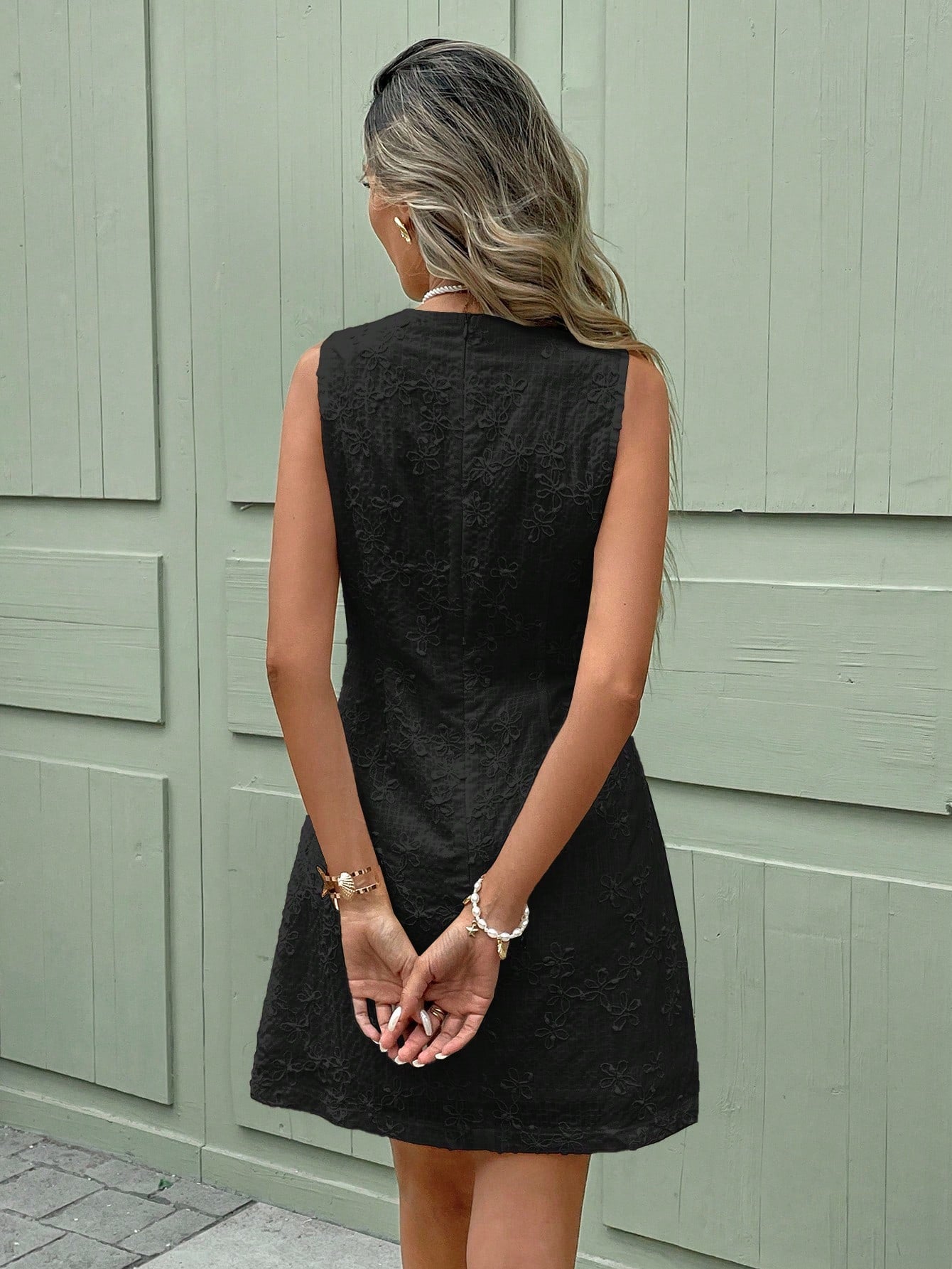 Robe mini femme jacquard laçage décontractée