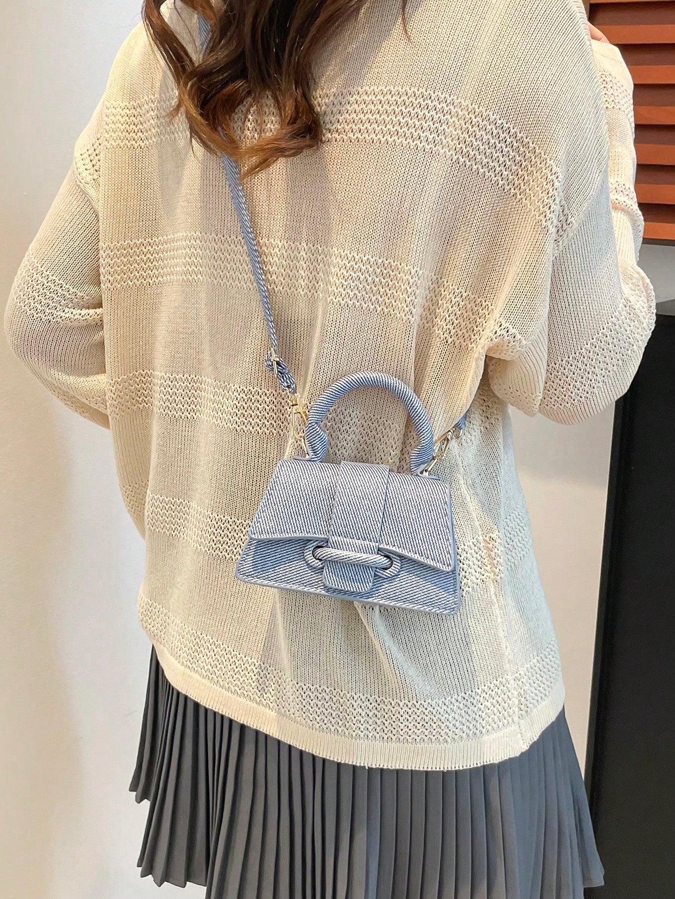Sac à main carré mini pour femme, couleur unie