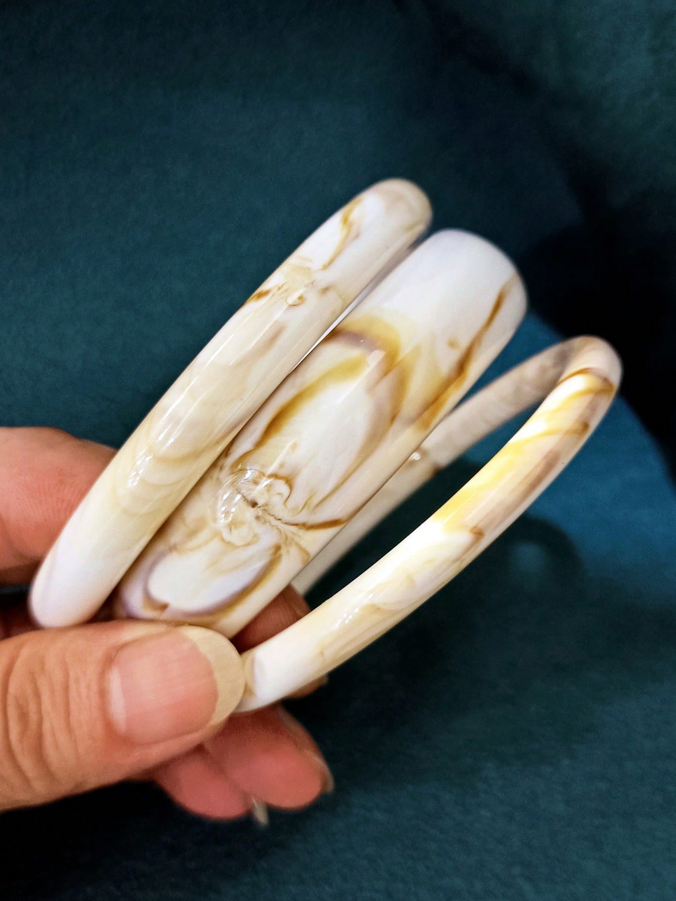 Bracelet acrylique rétro 3 pièces - Multicolore pour femmes