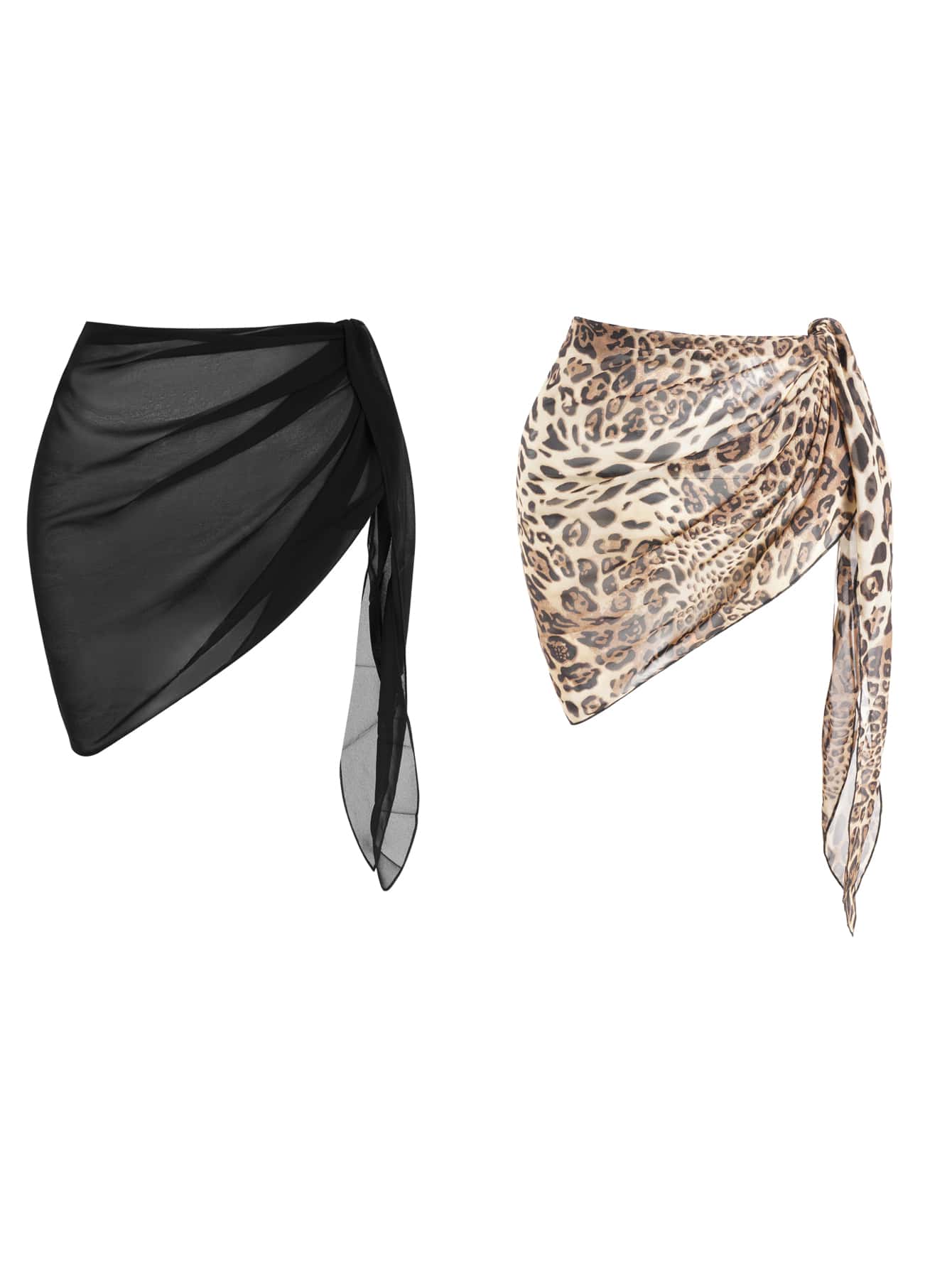 Ensemble 2 pièces femme top mousseline jupe imprimé léopard