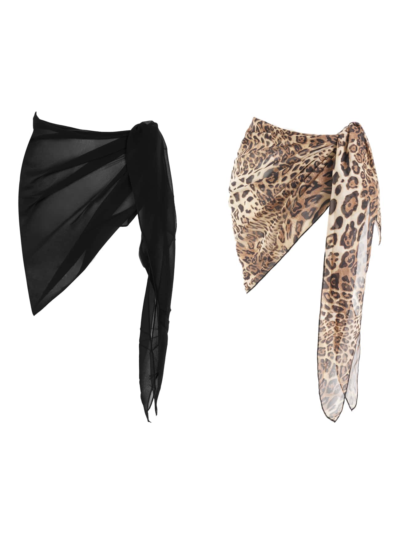Ensemble 2 pièces femme top mousseline jupe imprimé léopard