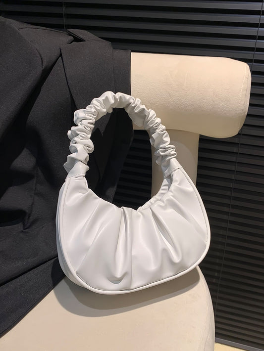 Sac bandoulière femme plissé forme nuage couleur unie