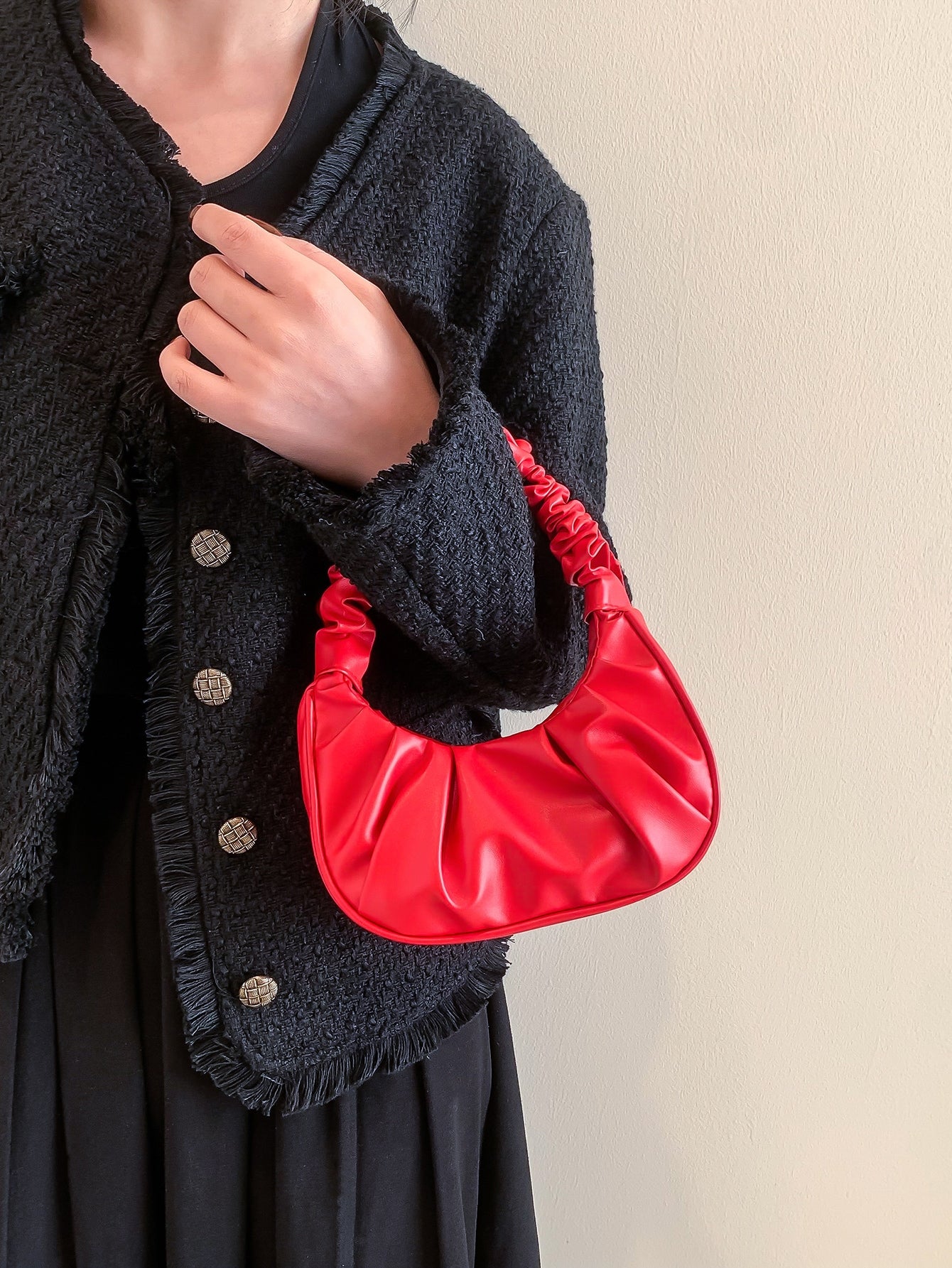 Mini sac bandoulière femme plissé en croissant