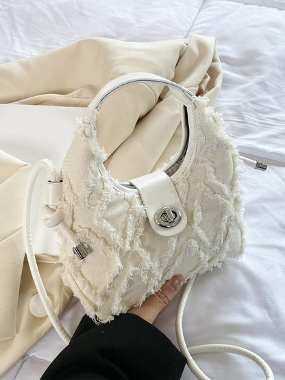 Sac hobo denim miniature à fermoir tournant pour femmes