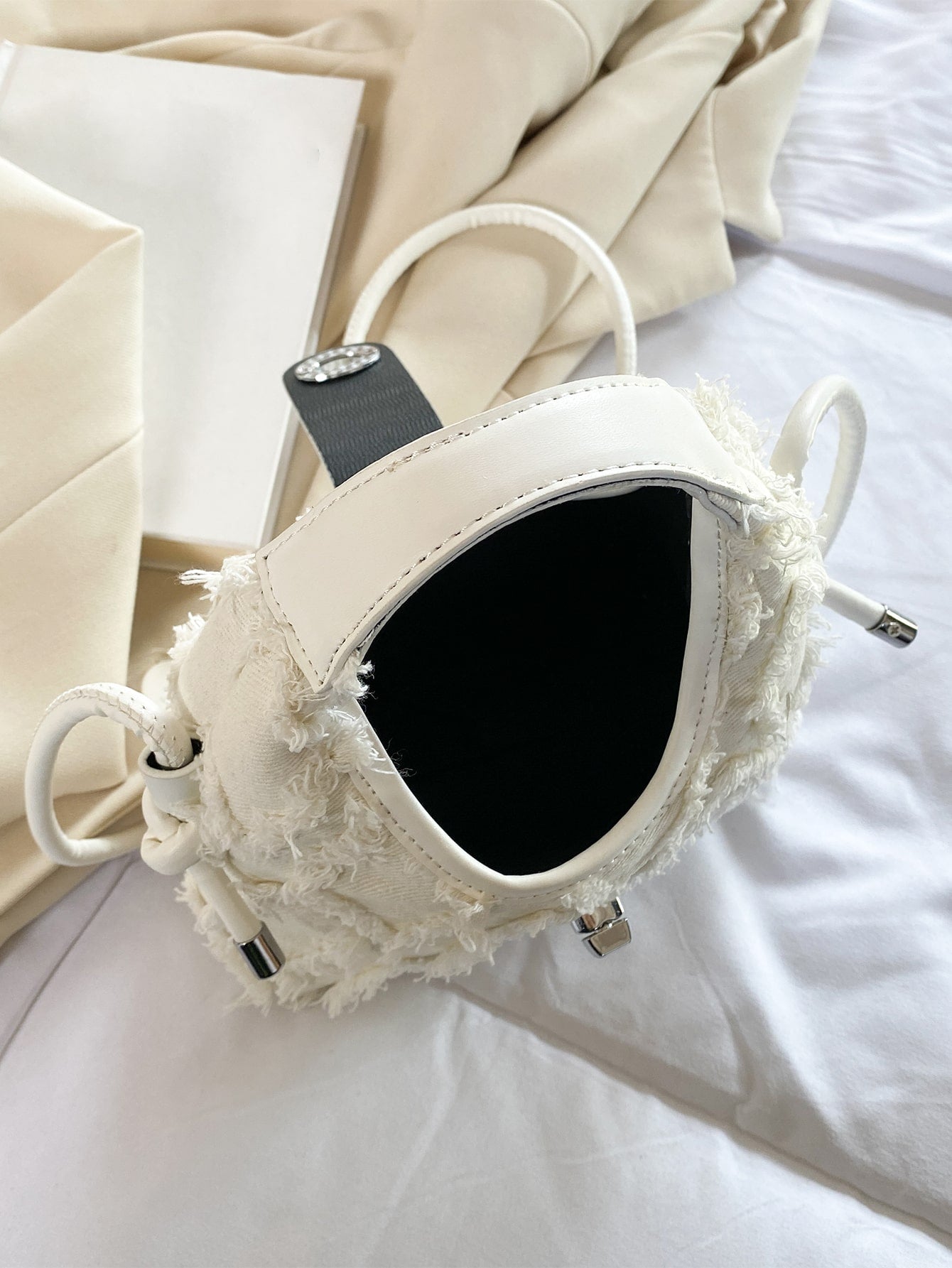Sac hobo denim miniature à fermoir tournant pour femmes